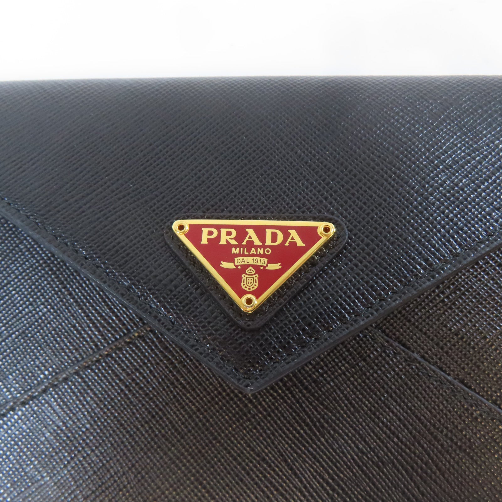 PRADA 牛皮皮革Long wallet金扣長錢包黑色