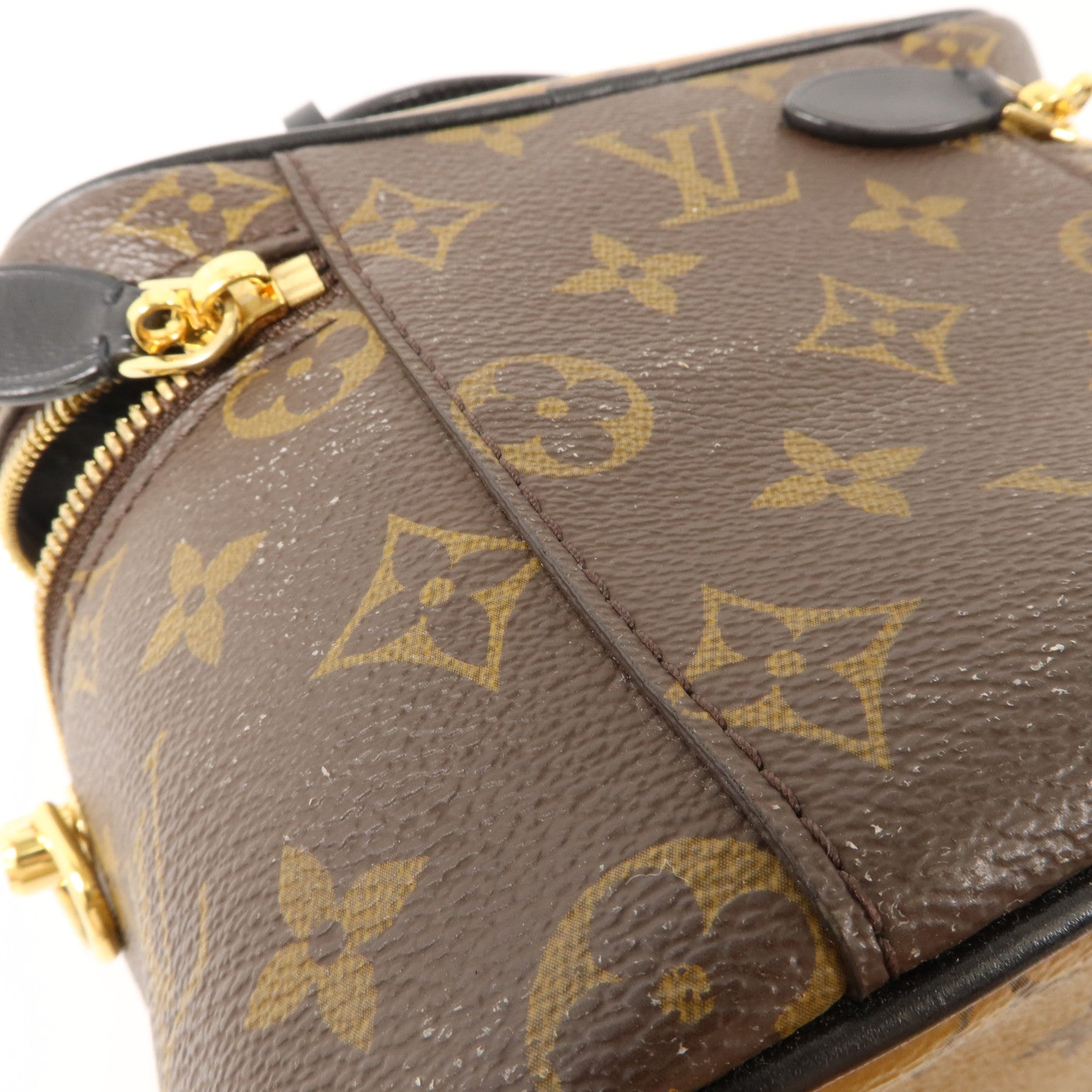 LOUIS VUITTON Monogram Reverse Vanity PM金扣手挽肩背兩用袋棕色