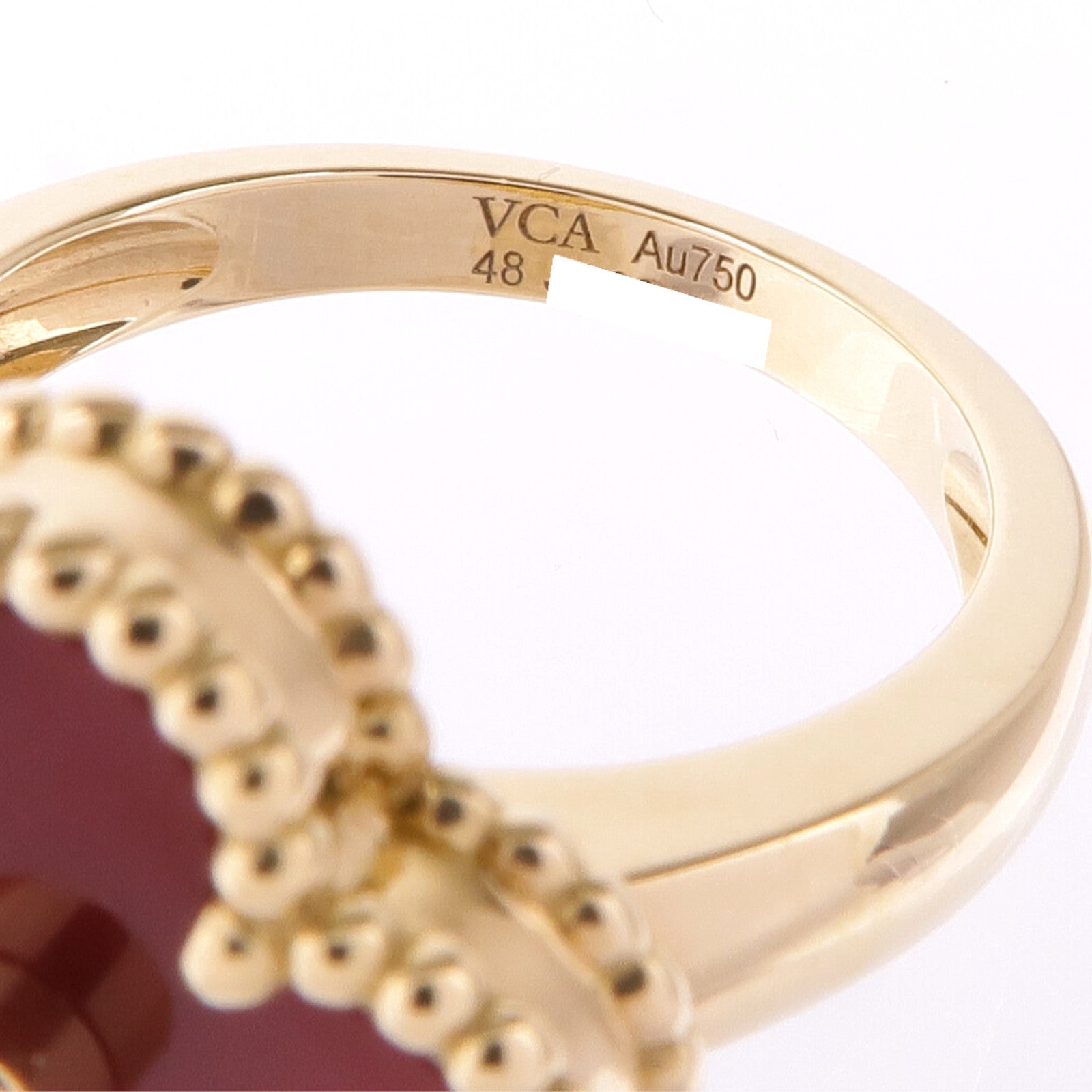 Van Cleef & Arpels 18K黃金Vintage Alhambra Ring縞瑪瑙/鑽石戒指VCA#48/US#4.5