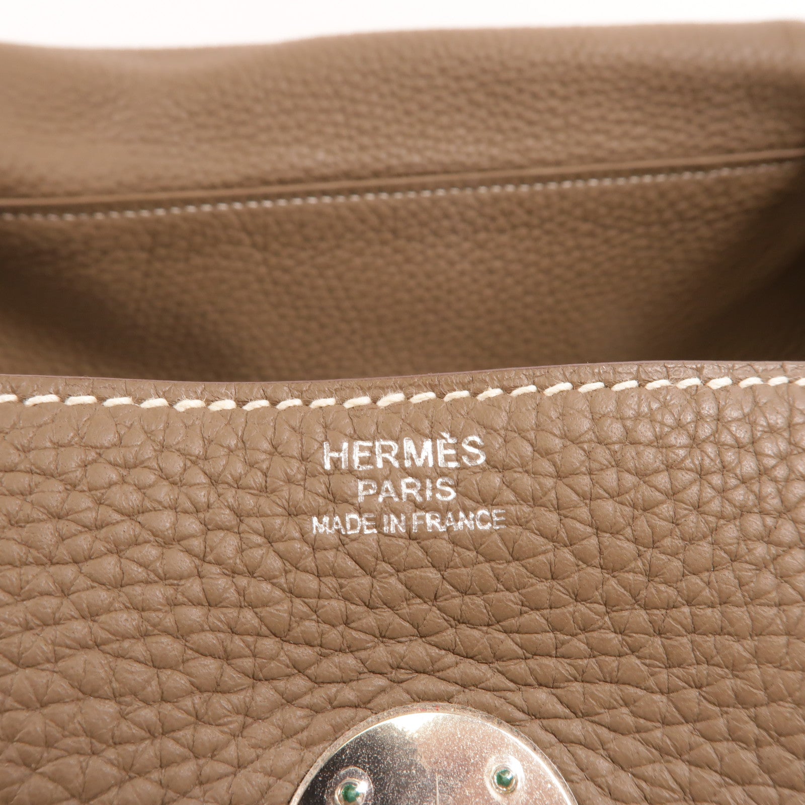 HERMES Clemence皮革Lindy 30手挽肩背兩用袋Etoupe