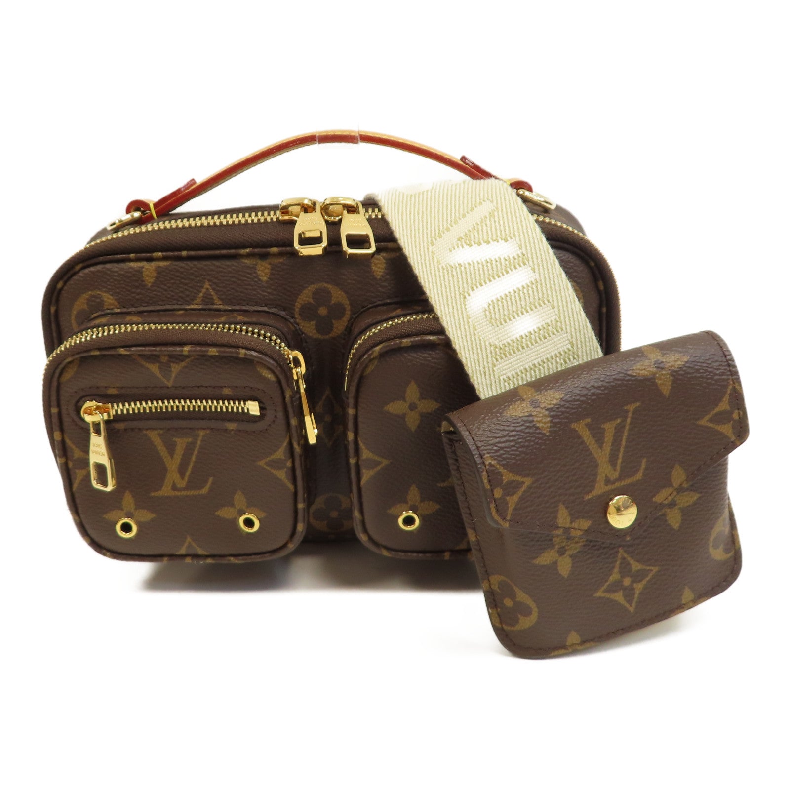 LOUIS VUITTON Monogram Utility Shoulder Bag金扣手挽肩背兩用袋啡色