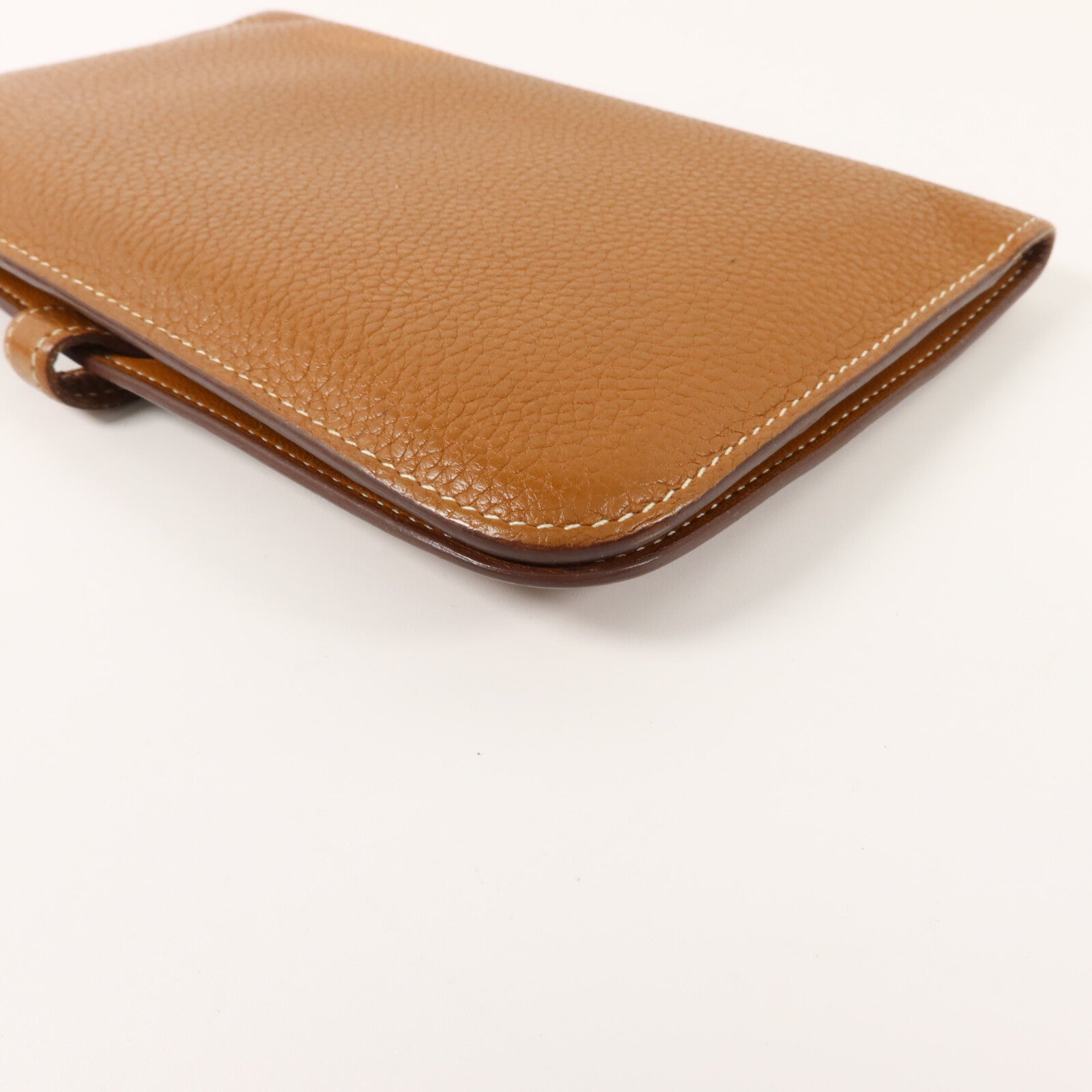 HERMES Togo皮革Dogon Compact長錢包Gold