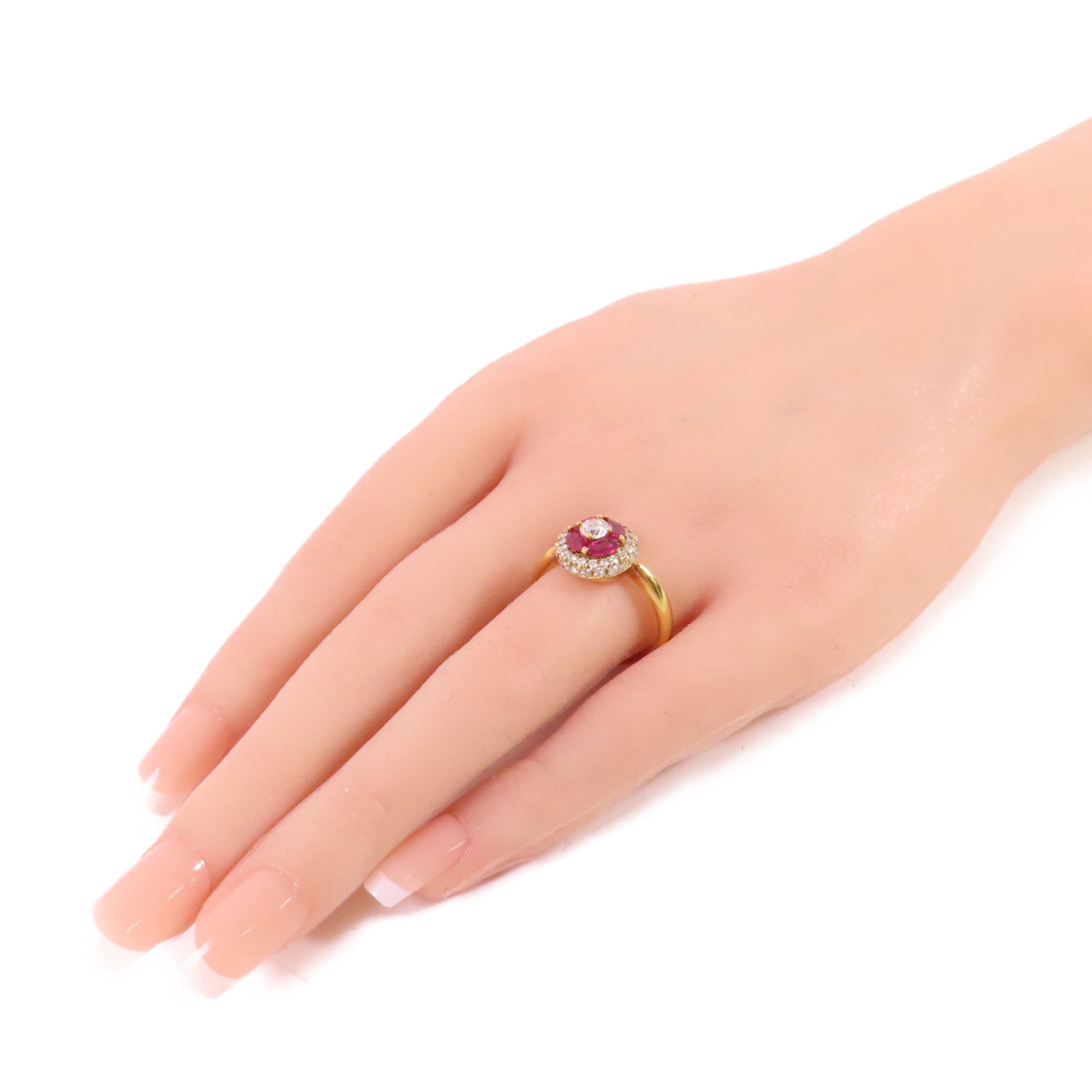 JEWELRY 0.81ct Ruby 0.88ct Diamond Ring US#8.75 18K Yellow Gold