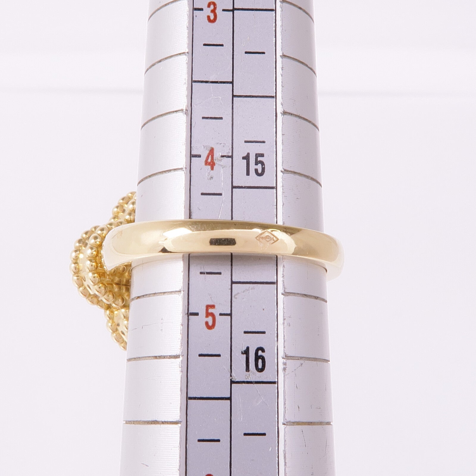 Van Cleef & Arpels 18K黃金Vintage Alhambra Ring縞瑪瑙/鑽石戒指VCA#48/US#4.5