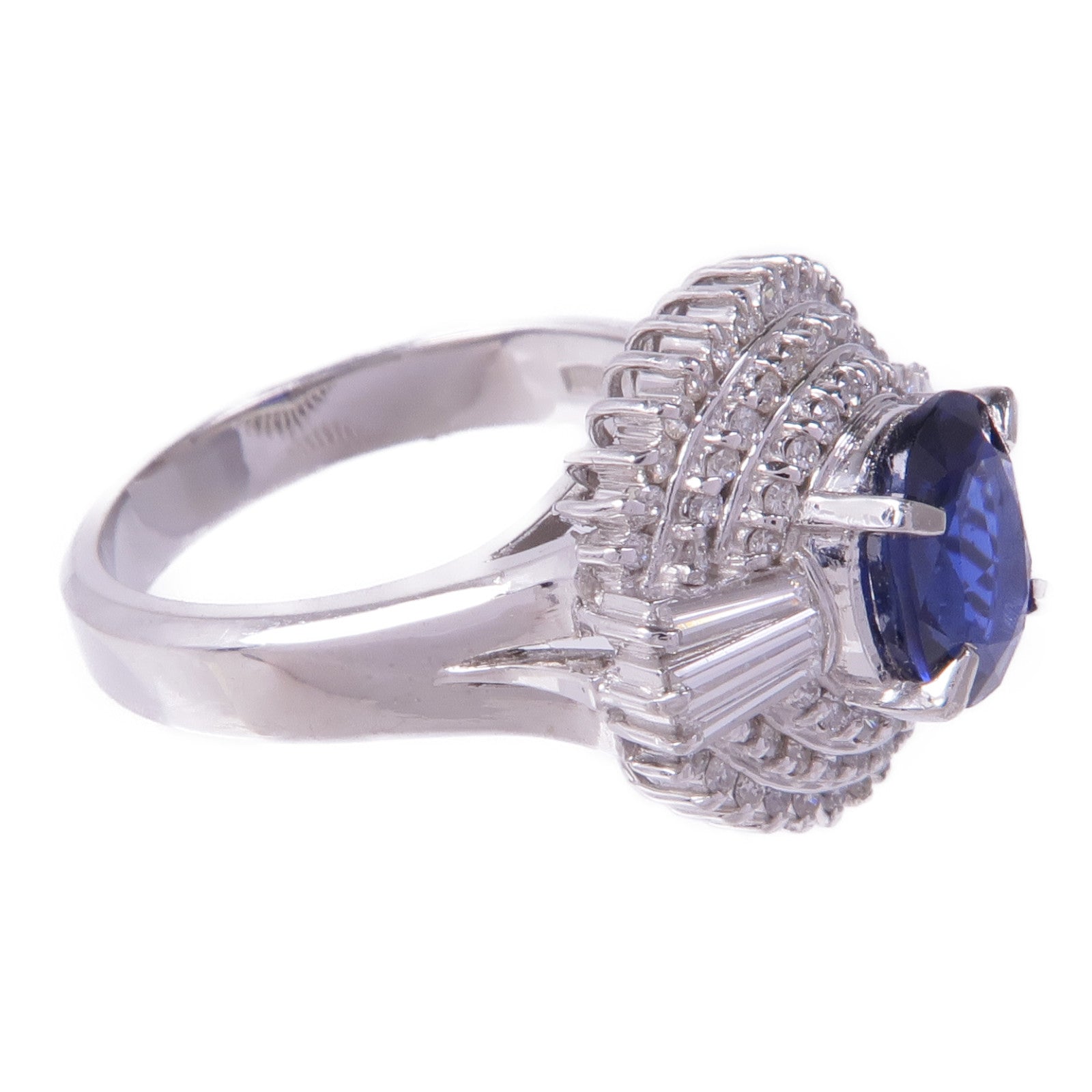 JEWELRY PT900鉑金Sapphire Diamond Ring藍寶石/鑽石戒指US#6.5