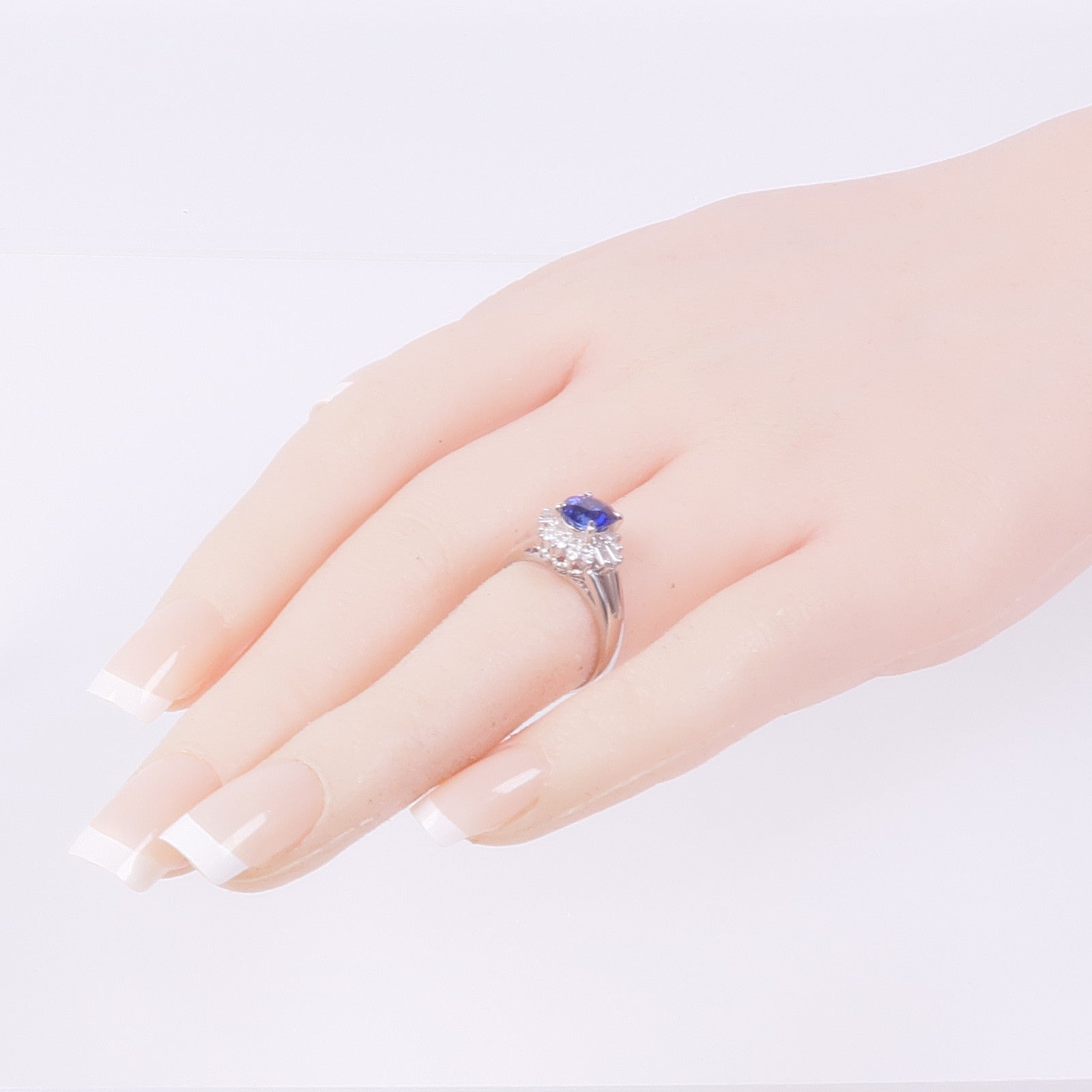 JEWELRY PT900鉑金Sapphire Diamond Ring藍寶石/鑽石戒指US#5.25