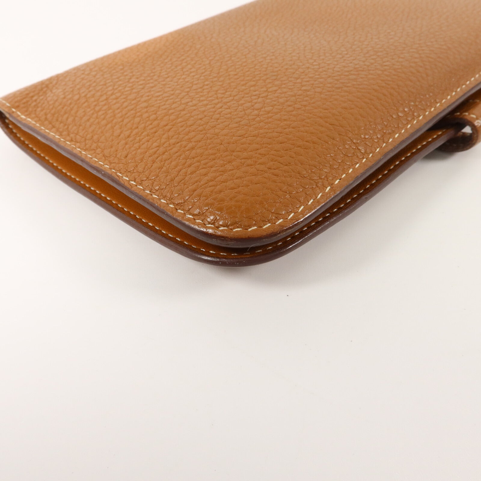 HERMES Togo皮革Dogon Compact長錢包Gold