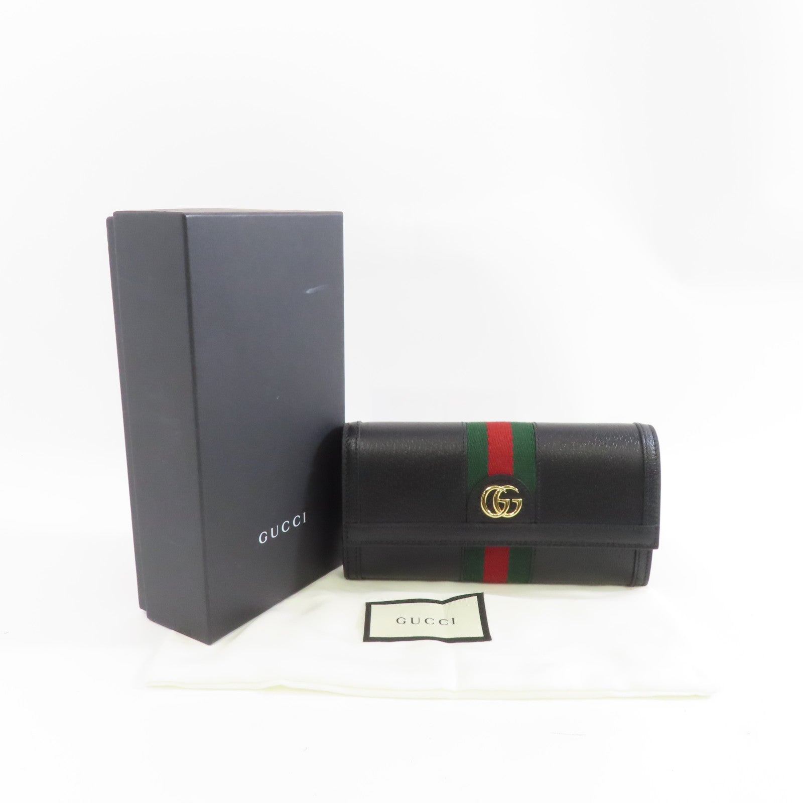 GUCCI 牛皮皮革Ophidia Long Wallet金扣長錢包黑色