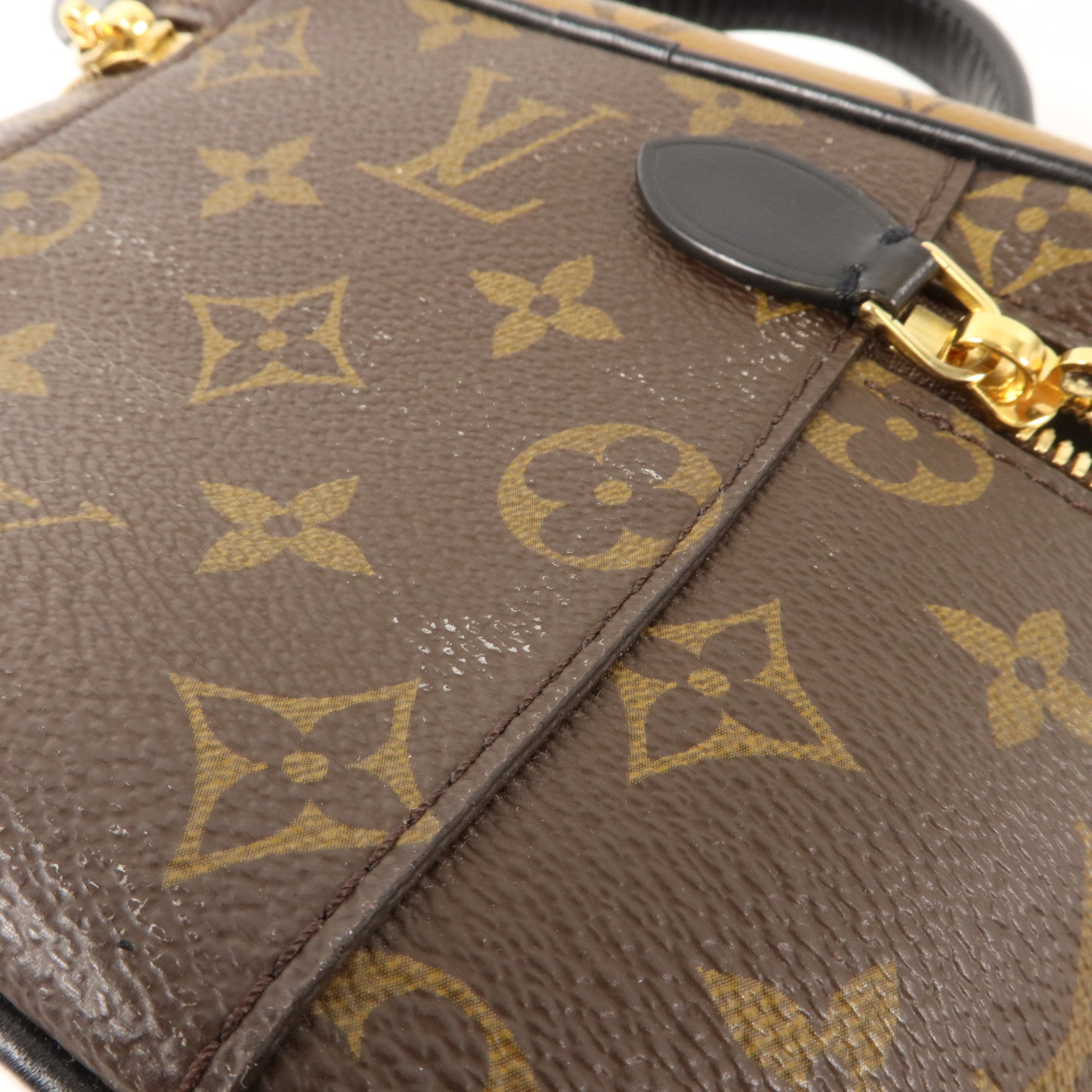 LOUIS VUITTON Monogram Reverse Vanity PM金扣手挽肩背兩用袋棕色