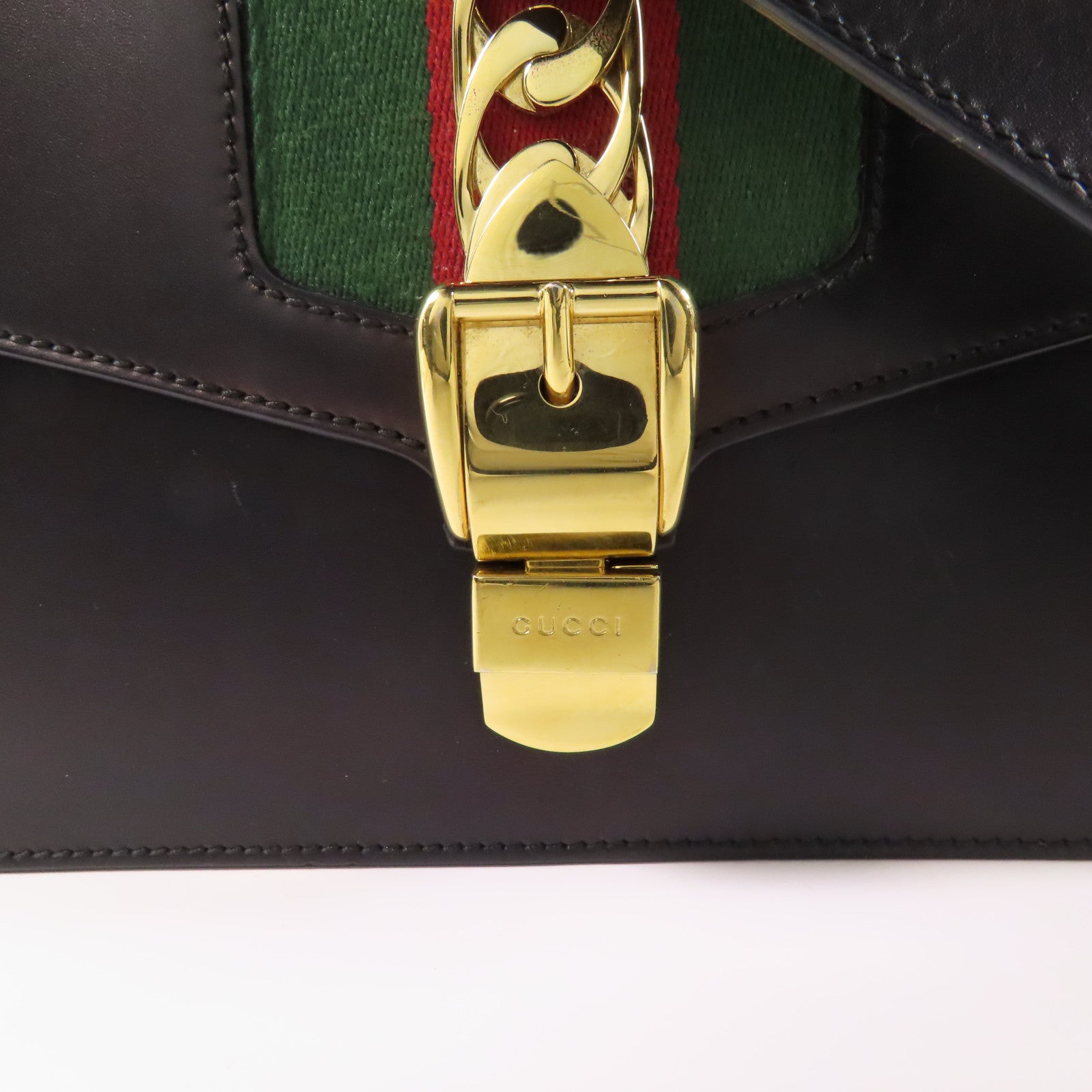 GUCCI GG GHW 2 Way Bag 421882 Leather Black