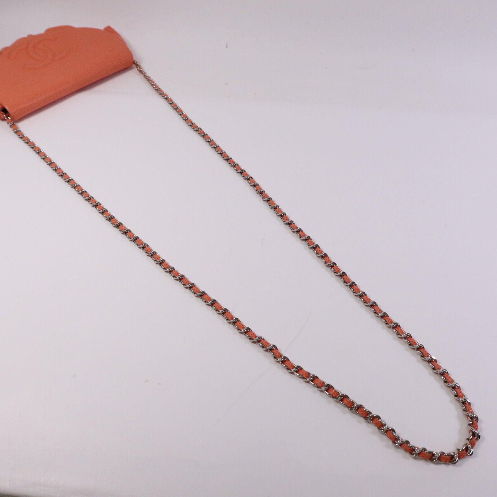 CHANEL 牛皮皮革Half Moon Wallet On Chain銀扣鏈帶肩背袋