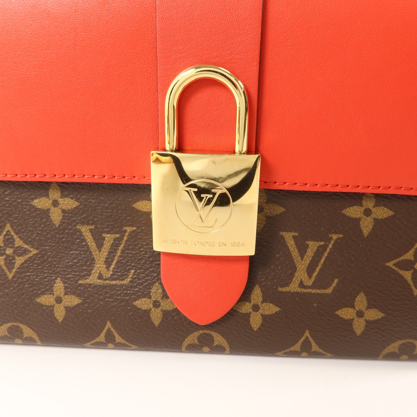 LOUIS VUITTON Monogram Locky BB手挽肩背棕色/紅色