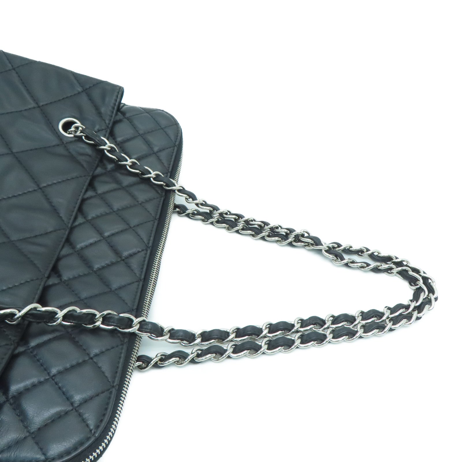 CHANEL 【激減優惠】菱格牛皮皮革Shoulder Bag銀扣鏈帶肩背袋黑色