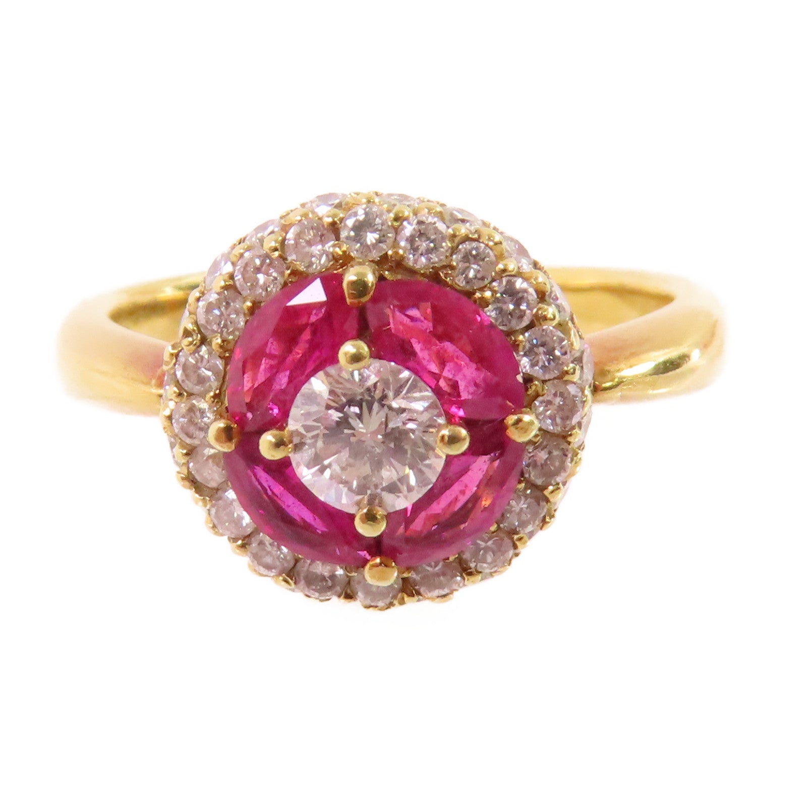 JEWELRY 0.81ct Ruby 0.88ct Diamond Ring US#8.75 18K Yellow Gold