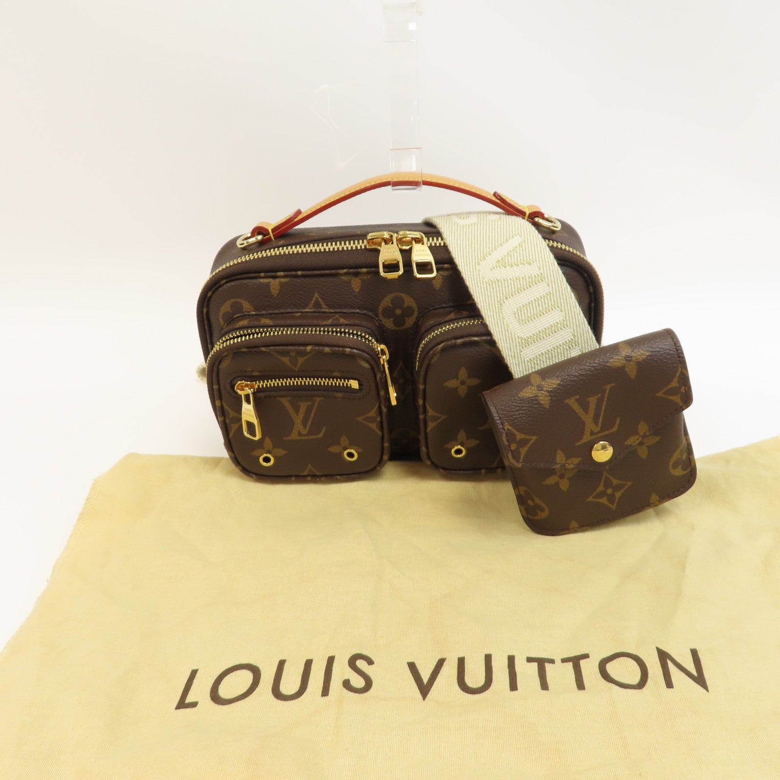 LOUIS VUITTON Monogram Utility Shoulder Bag金扣手挽肩背兩用袋啡色