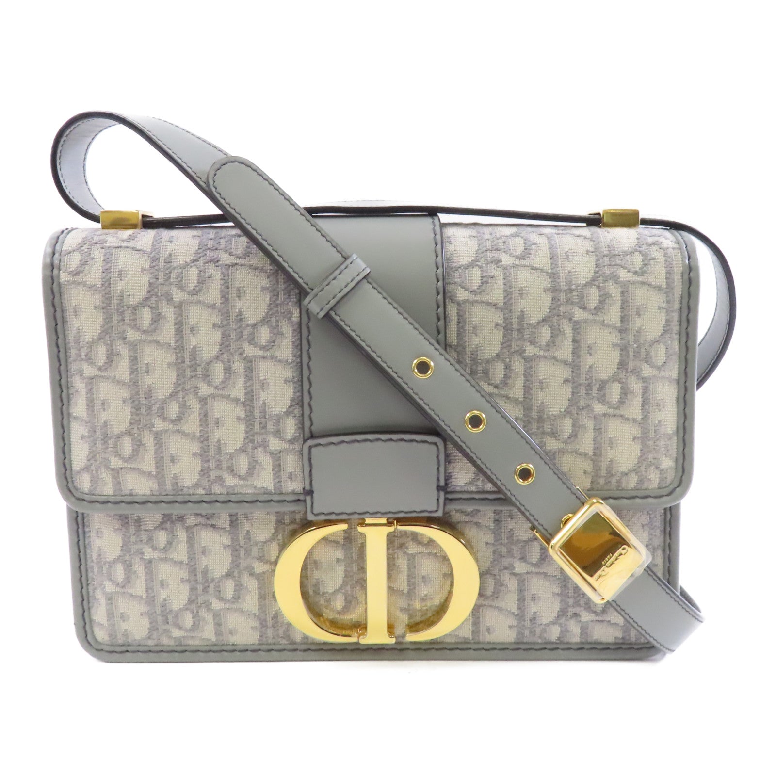 Dior 帆布Montaigne 30金扣肩背袋灰色