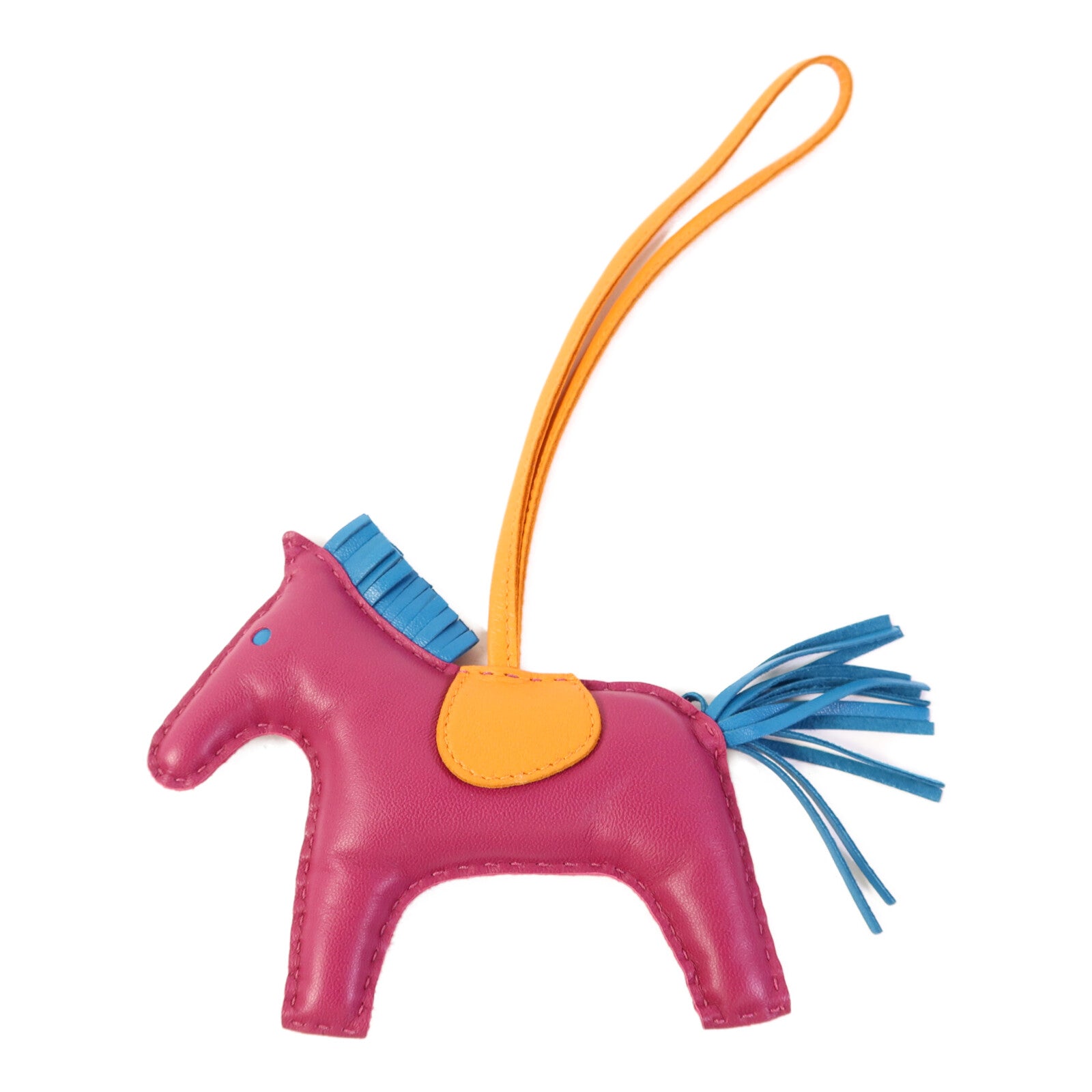 HERMES Milo皮革Rodeo MM掛飾Orange/Purple