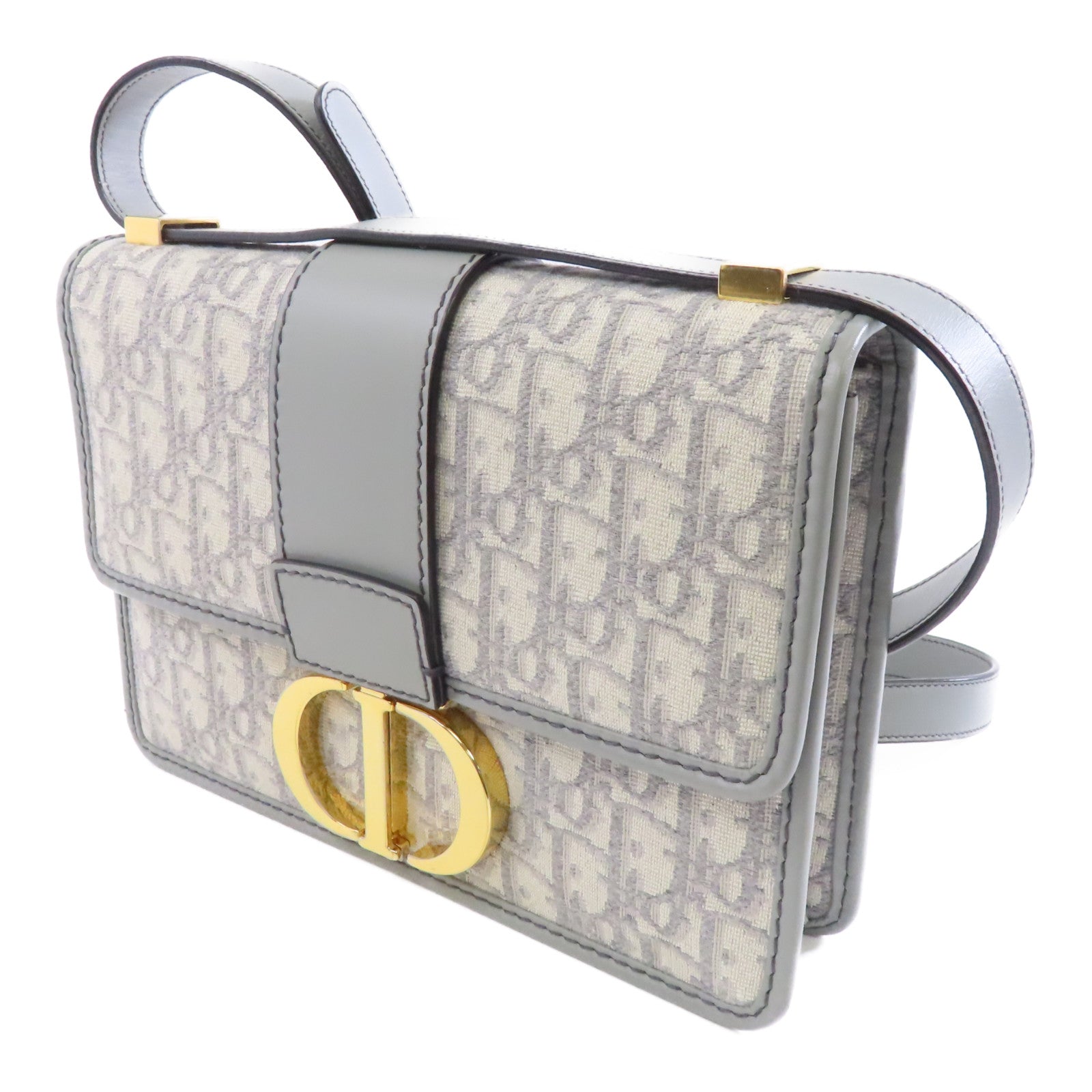 Dior 帆布Montaigne 30金扣肩背袋灰色