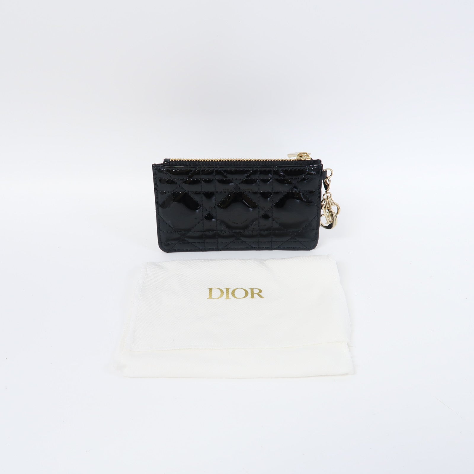 Dior 漆皮皮革Lady Dior Key Case金扣鎖匙包黑色
