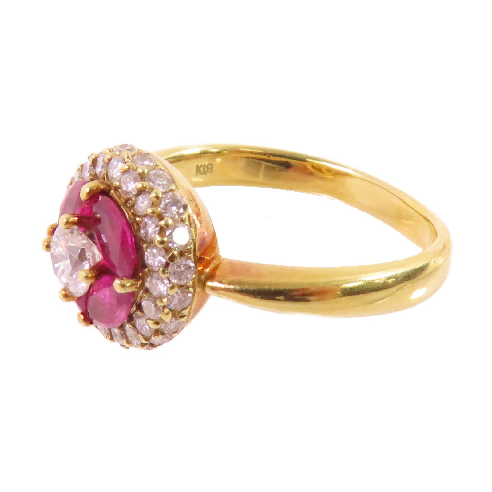 JEWELRY 0.81ct Ruby 0.88ct Diamond Ring US#8.75 18K Yellow Gold