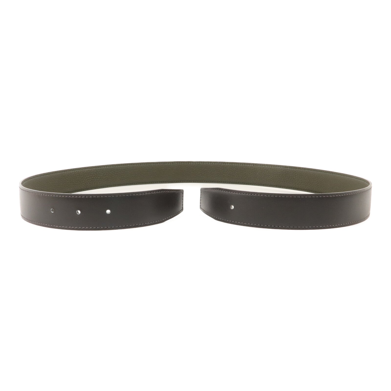 HERMES Box Calf皮革/Togo皮革Reversible Leather Belt Strap 90皮帶Ebene/Vert Fonce