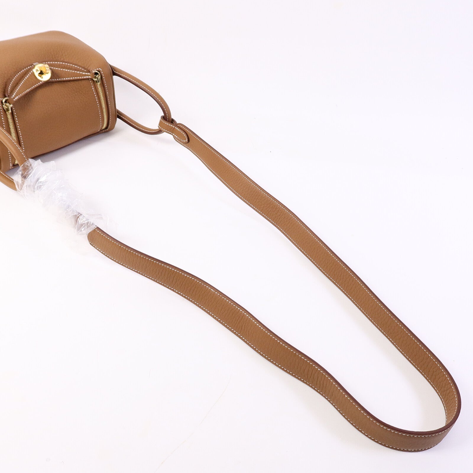HERMES Clemence皮革Mini Lindy肩背袋Gold