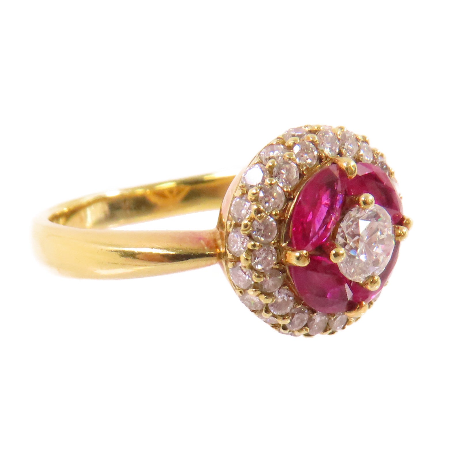 JEWELRY 0.81ct Ruby 0.88ct Diamond Ring US#8.75 18K Yellow Gold