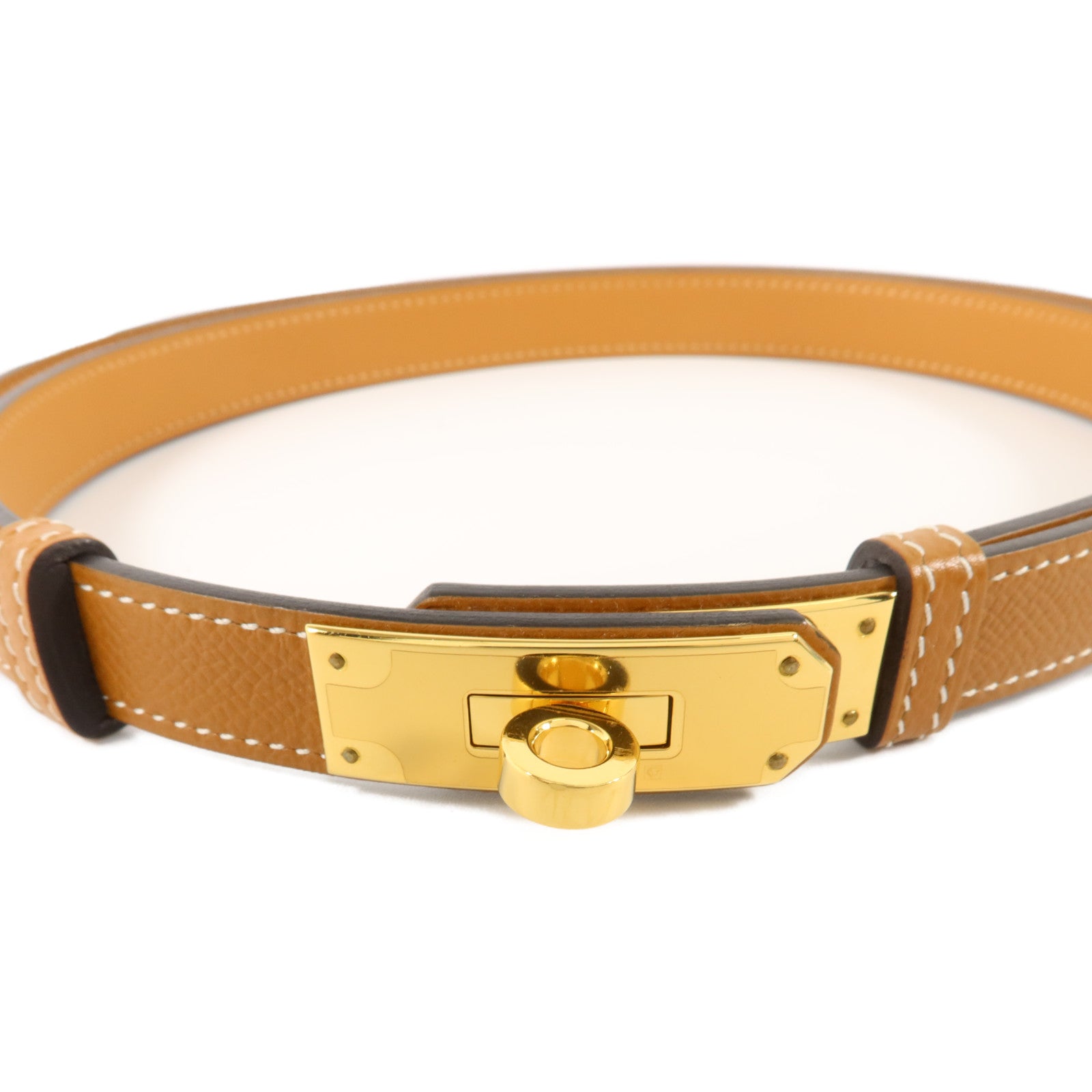 HERMES Epsom皮革Kelly 18 Belt皮帶Gold