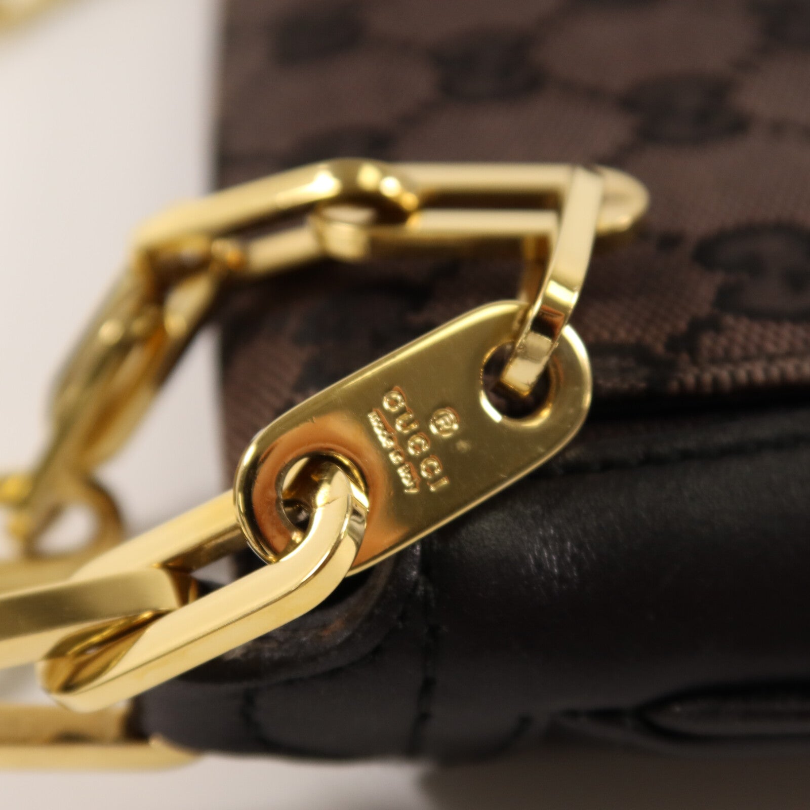GUCCI 帆布Chain Shoulder鏈帶肩背袋