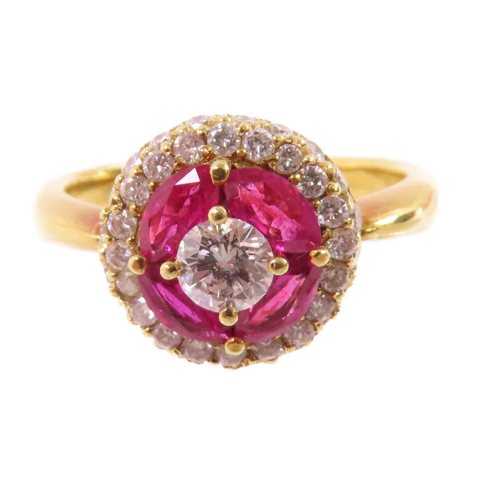 JEWELRY 0.81ct Ruby 0.88ct Diamond Ring US#8.75 18K Yellow Gold