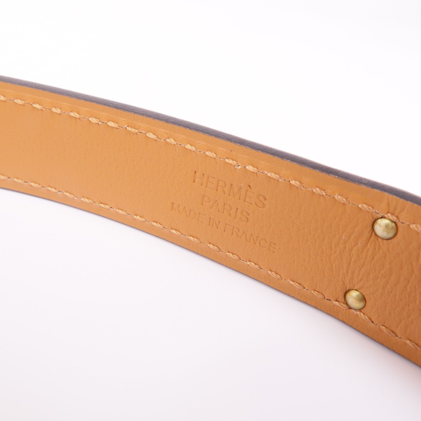 HERMES Epsom皮革Kelly 18 Belt金扣皮帶37 Gold