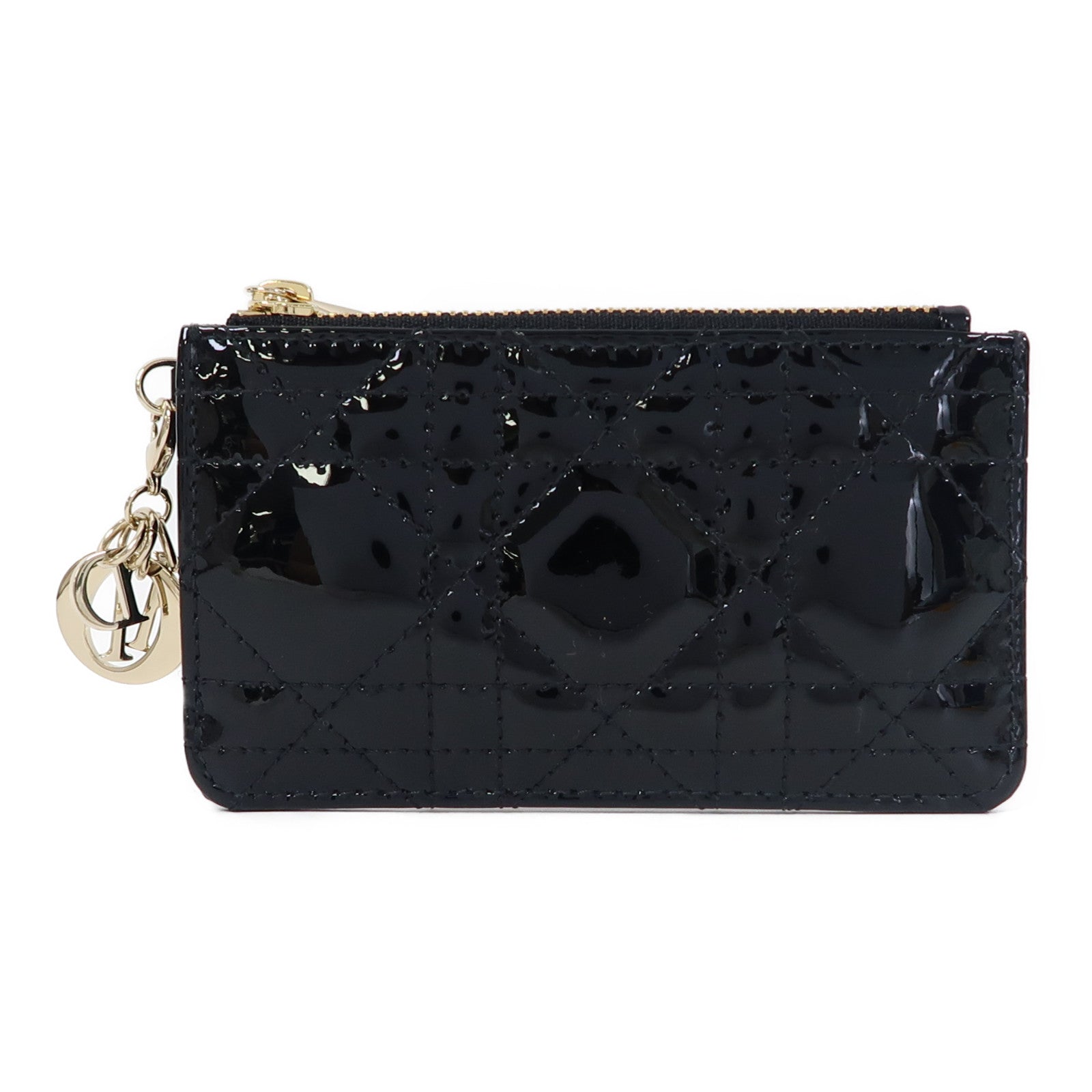 Dior 漆皮皮革Lady Dior Key Case金扣鎖匙包黑色
