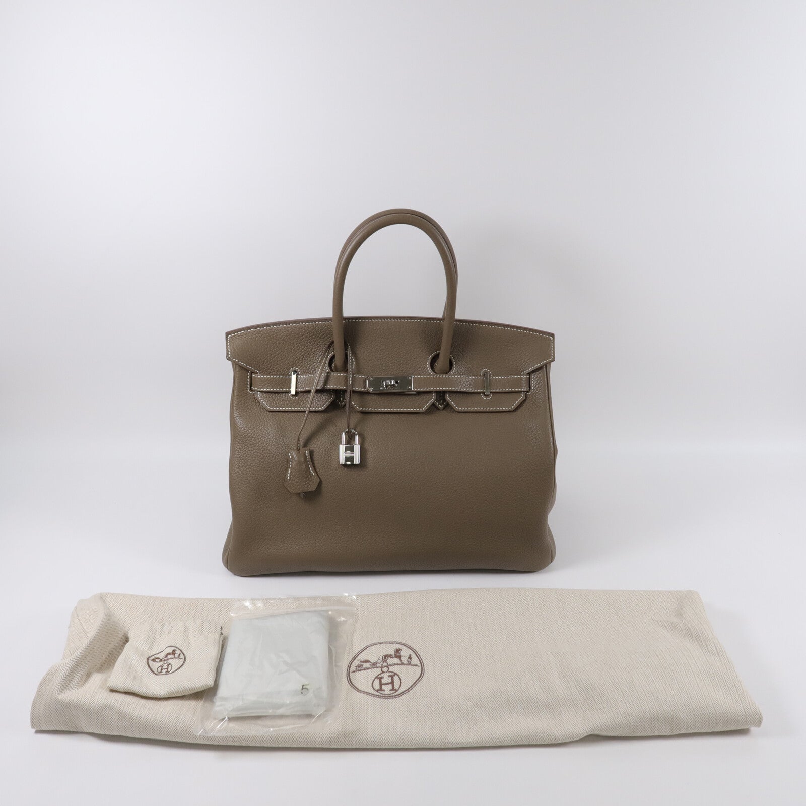 HERMES Clemence皮革Birkin 35手挽袋Etope