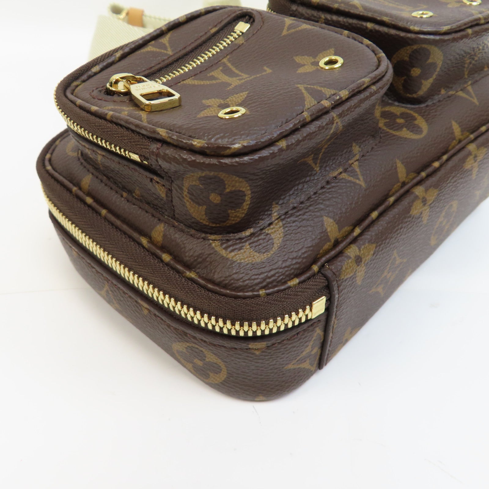 LOUIS VUITTON Monogram Utility Shoulder Bag金扣手挽肩背兩用袋啡色