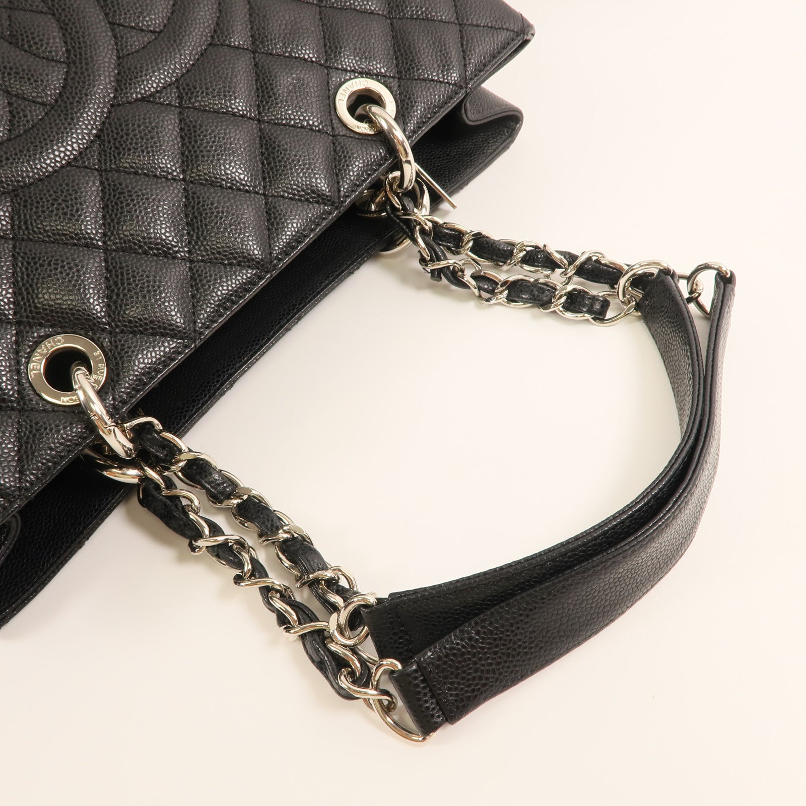 CHANEL 牛皮皮革GST Grand Shopping Tote Bag銀扣肩背袋/手挽袋