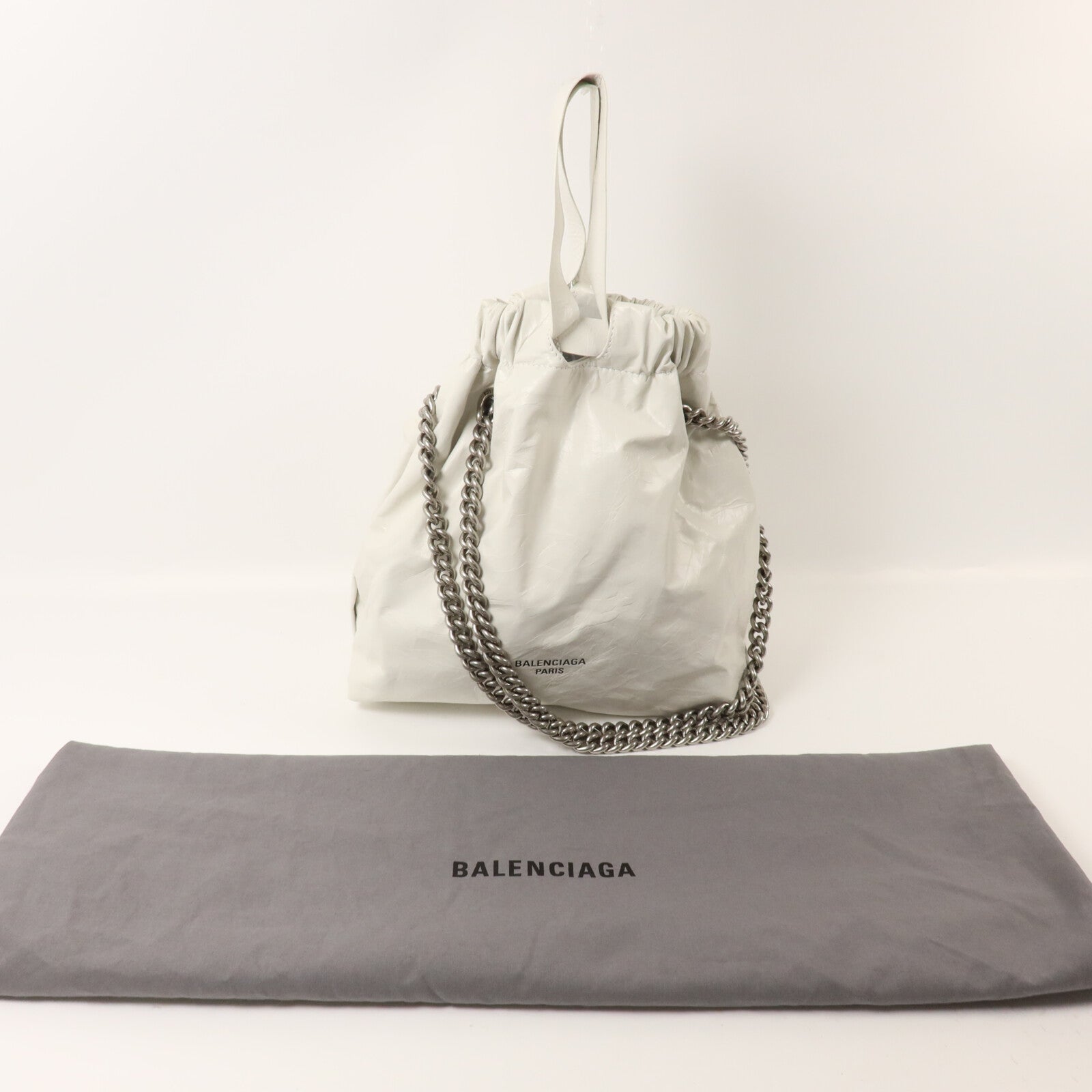 BALENCIAGA 牛皮皮革Crush Tote Small鏈帶手挽肩背兩用袋