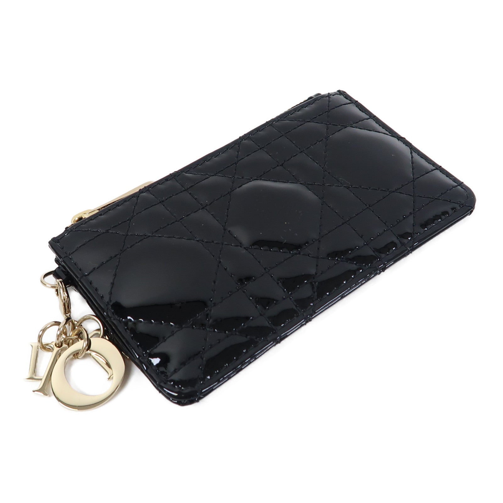 Dior 漆皮皮革Lady Dior Key Case金扣鎖匙包黑色