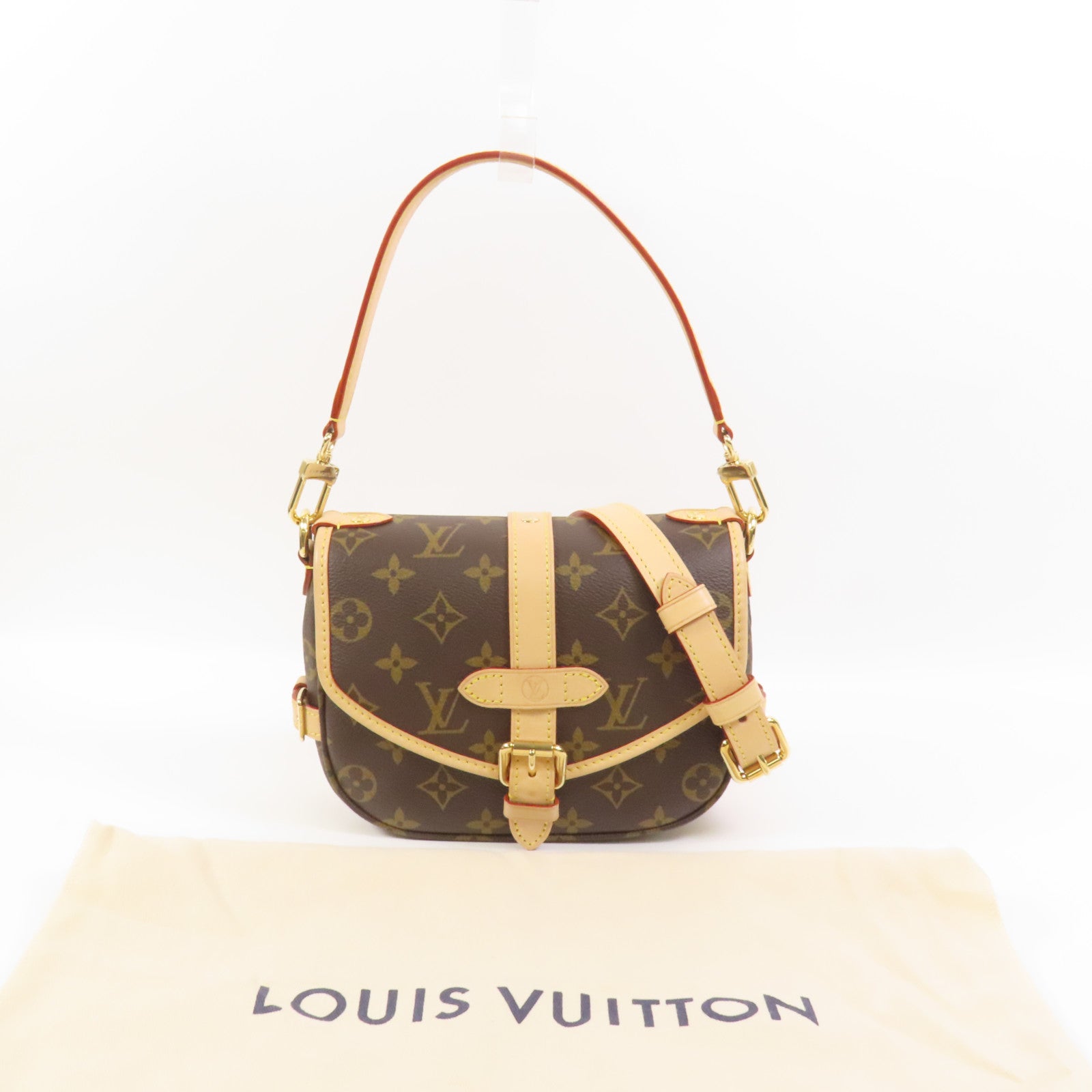 LOUIS VUITTON Monogram Saumur BB金扣手挽肩背兩用袋