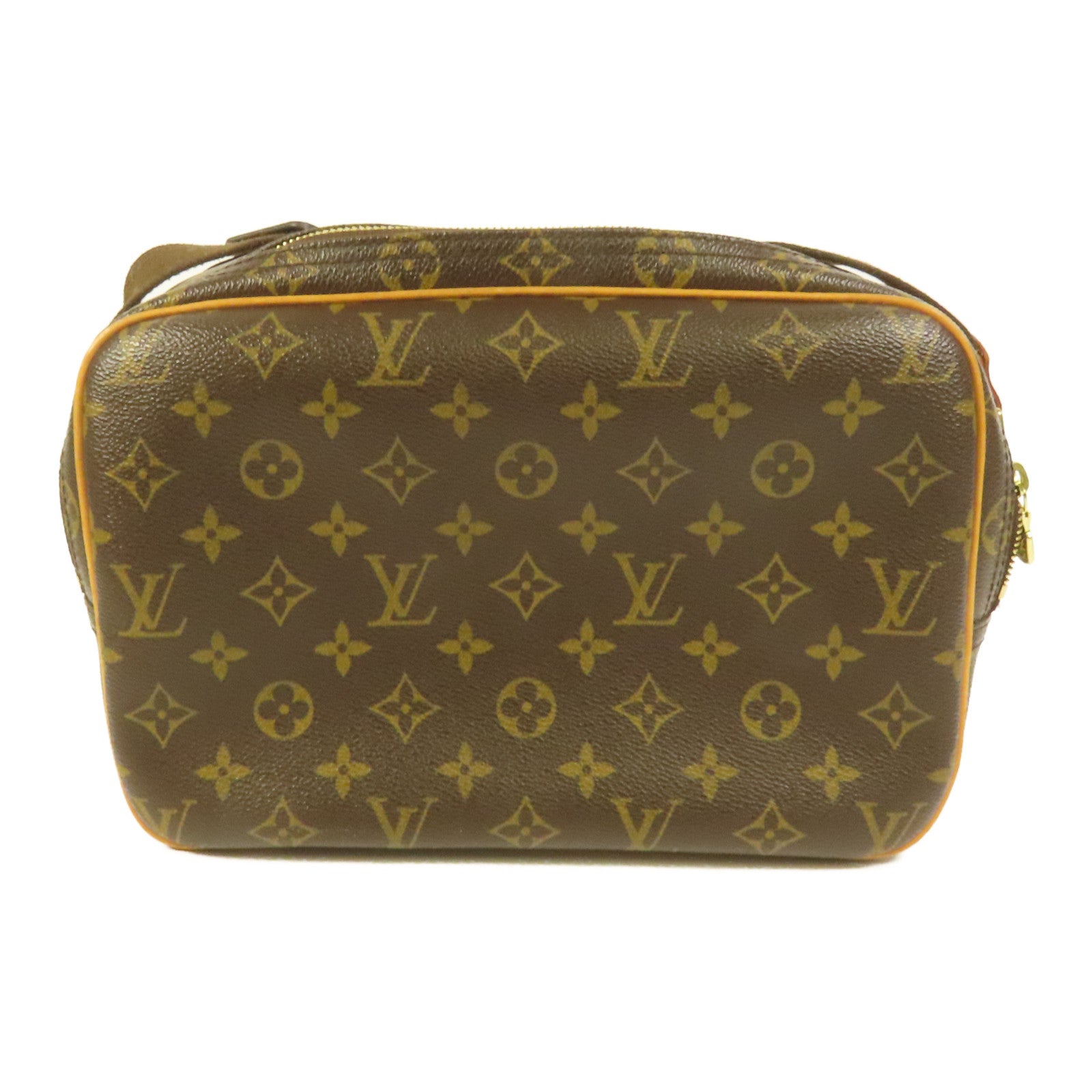 LOUIS VUITTON Monogram Reporter PM金扣肩背袋棕色