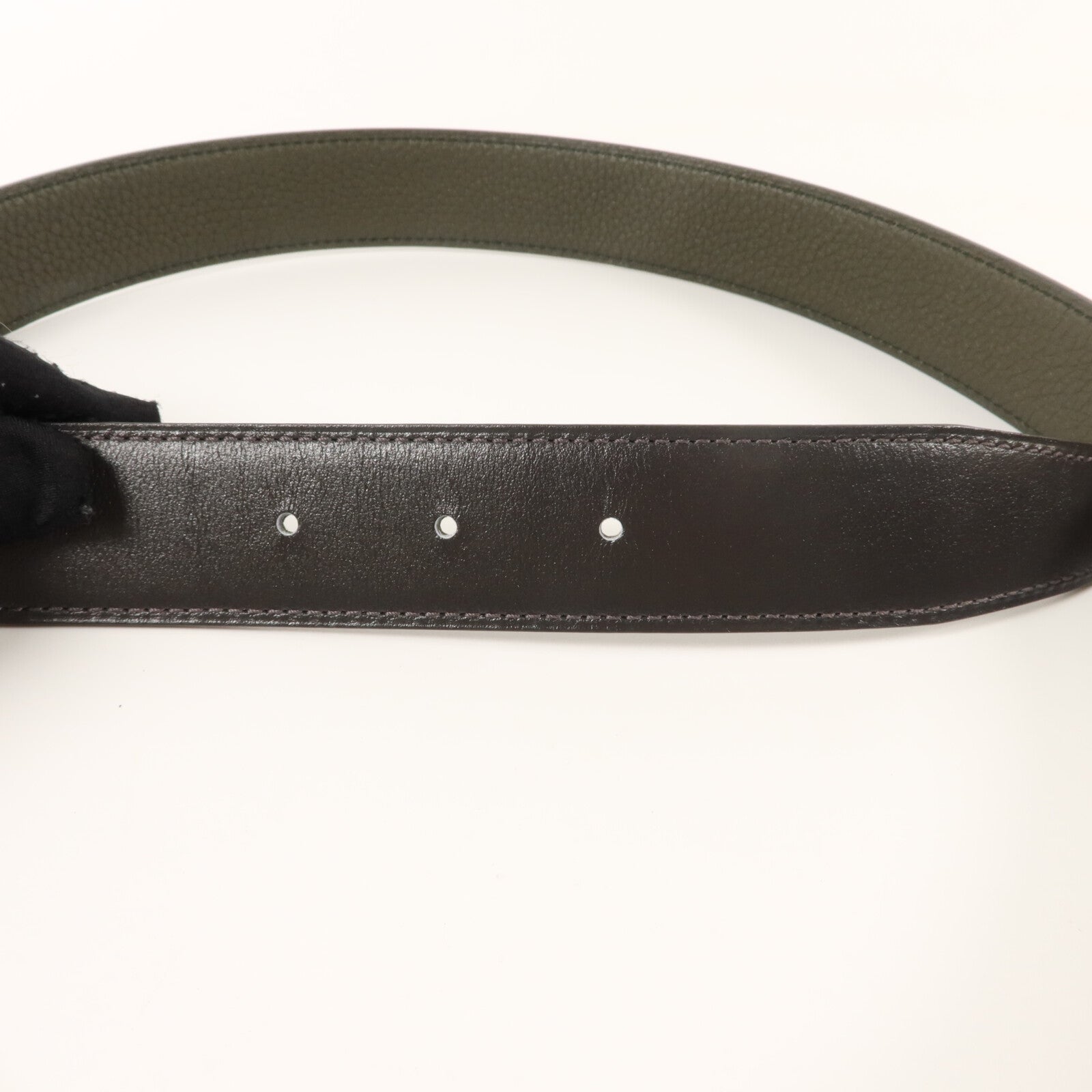 HERMES Box Calf皮革/Togo皮革Reversible Leather Belt Strap 90皮帶Ebene/Vert Fonce