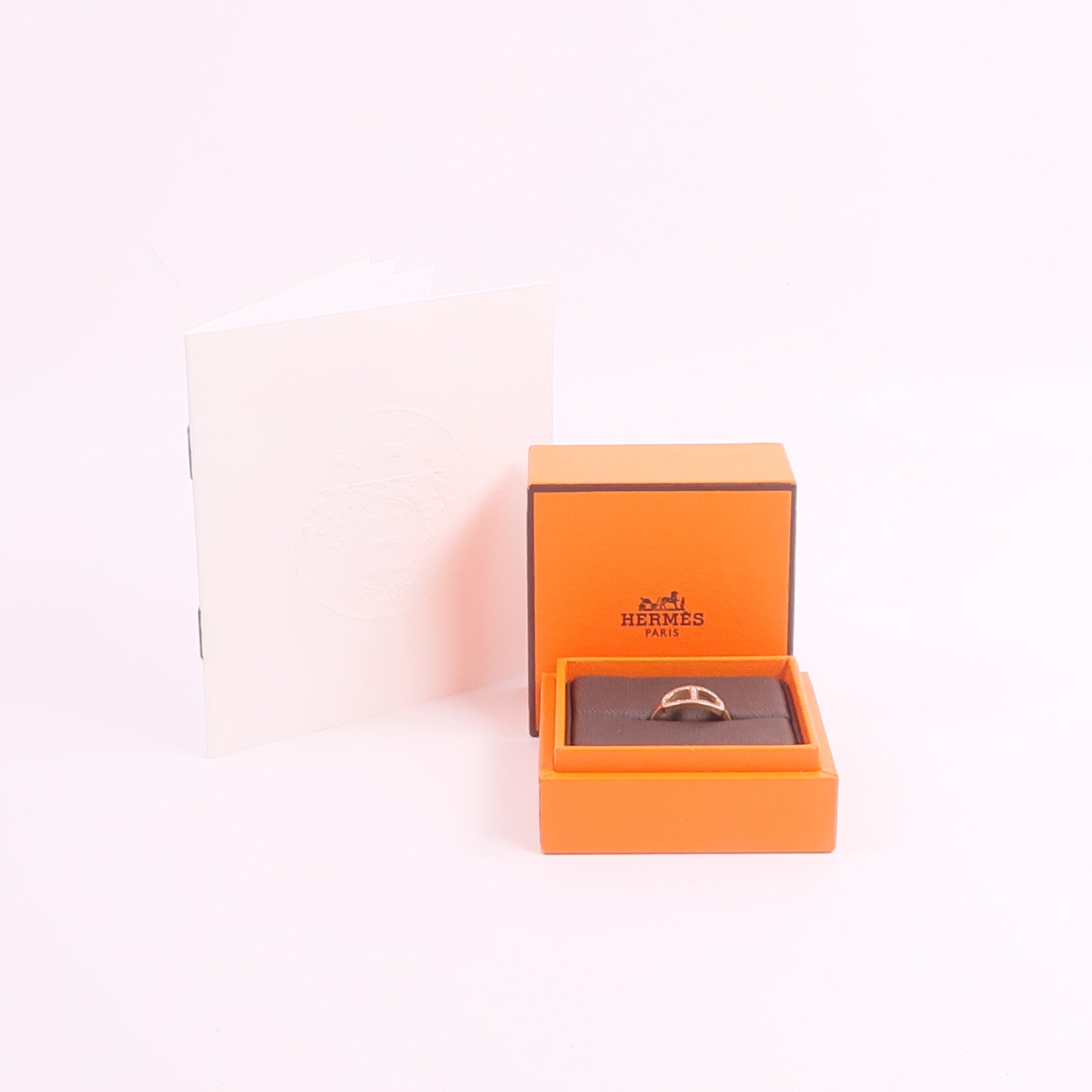 HERMES 18K玫瑰金Chaine d'ancre Contour Ring鑽石戒指
