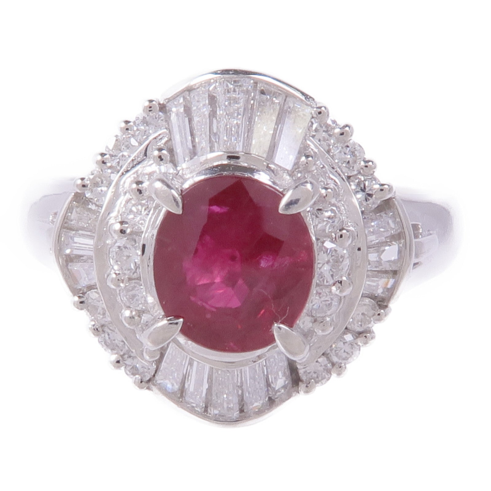 JEWELRY PT900鉑金Ruby Diamond Ring紅寶石/鑽石戒指US#6