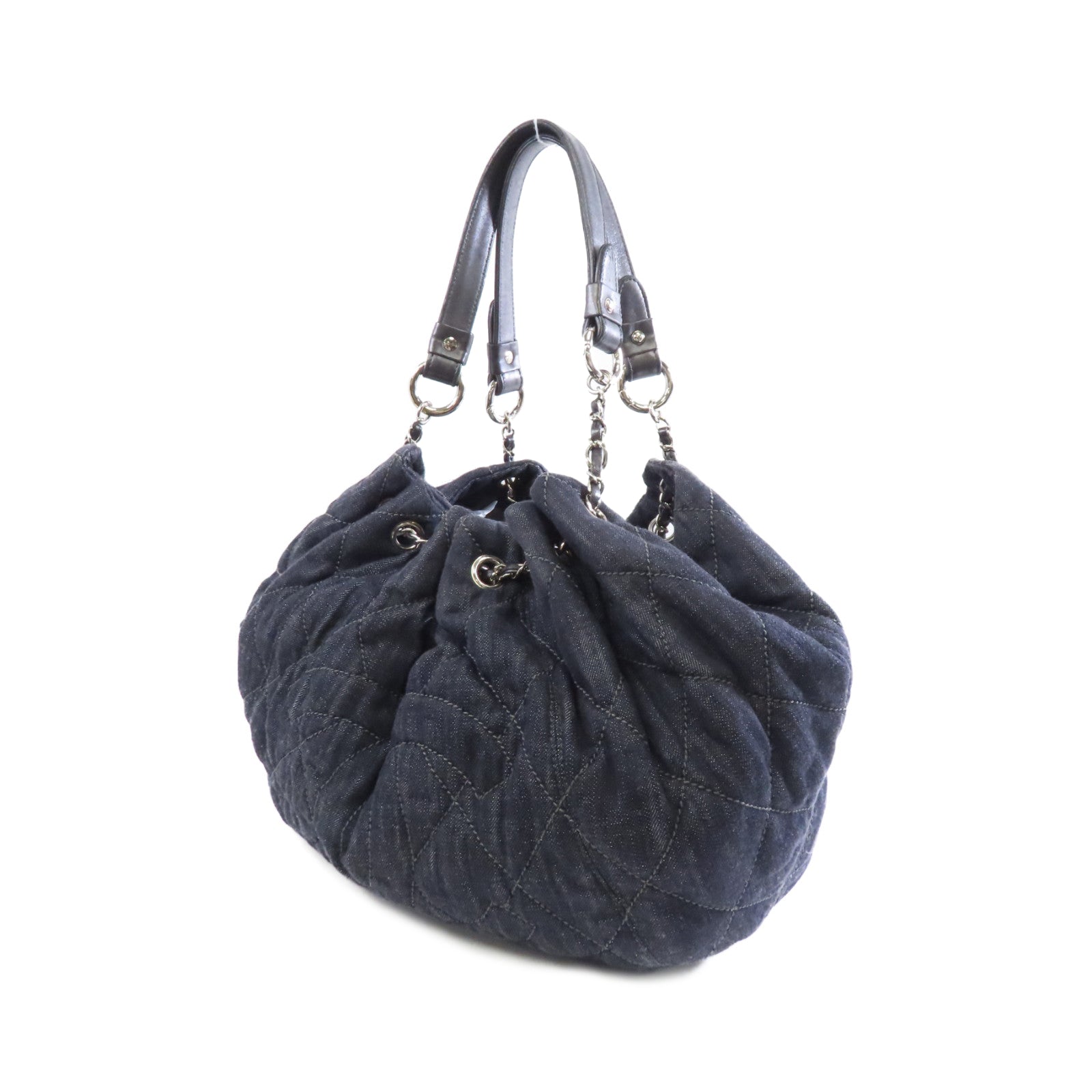 CHANEL 【激減優惠】牛仔布Tote Bag銀扣手挽袋藍色