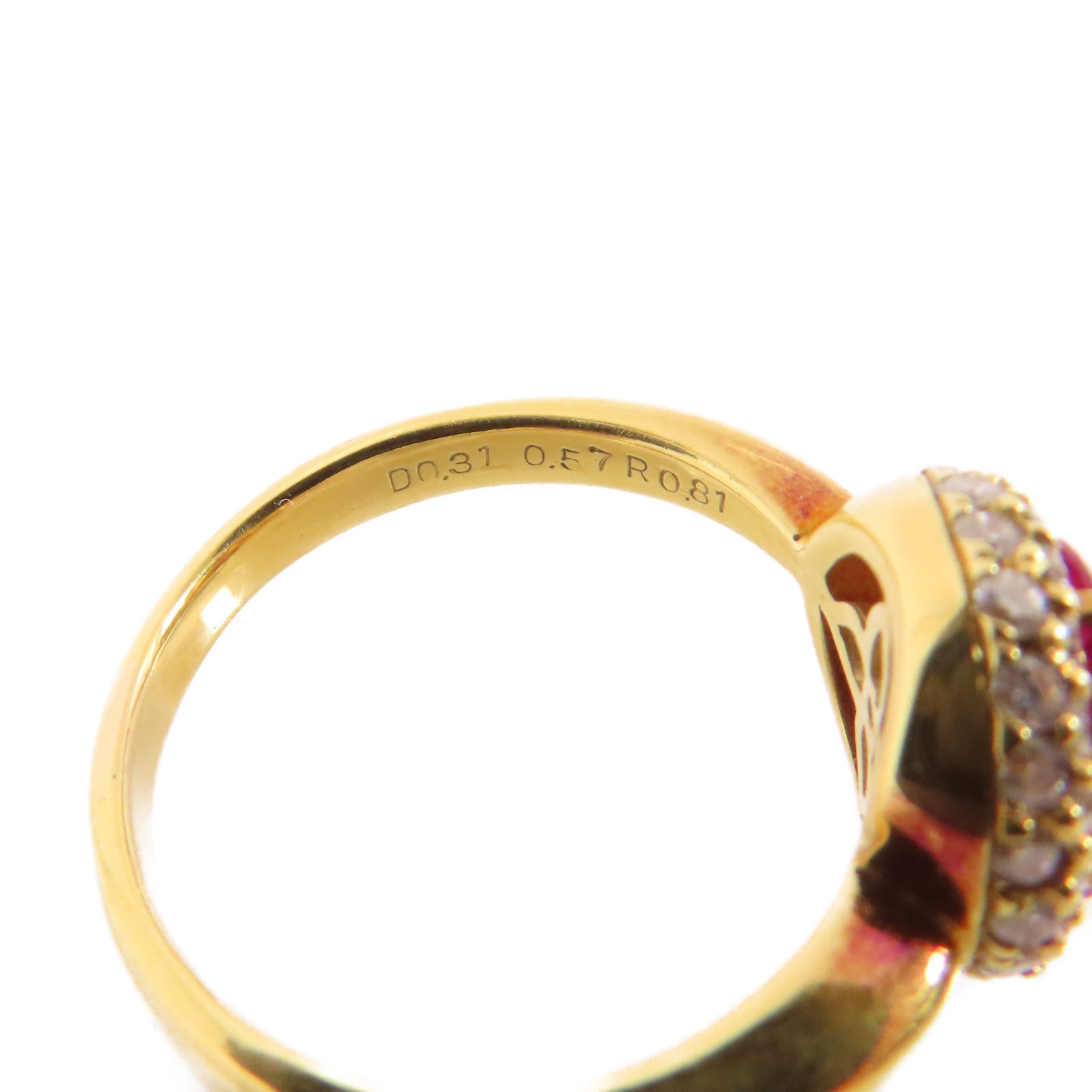 JEWELRY 0.81ct Ruby 0.88ct Diamond Ring US#8.75 18K Yellow Gold