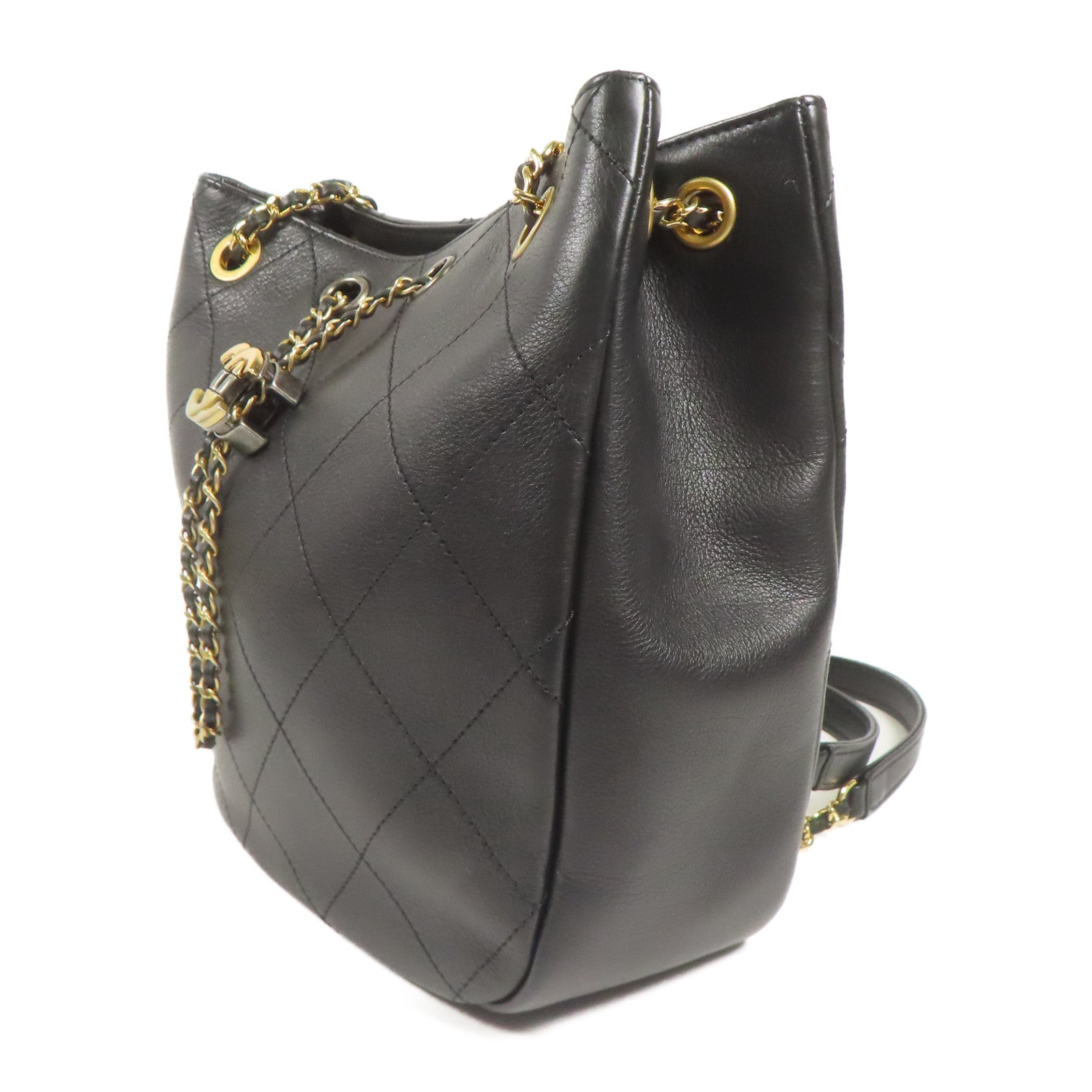 CHANEL 牛皮皮革Shoulder Bag金扣鏈帶肩背袋