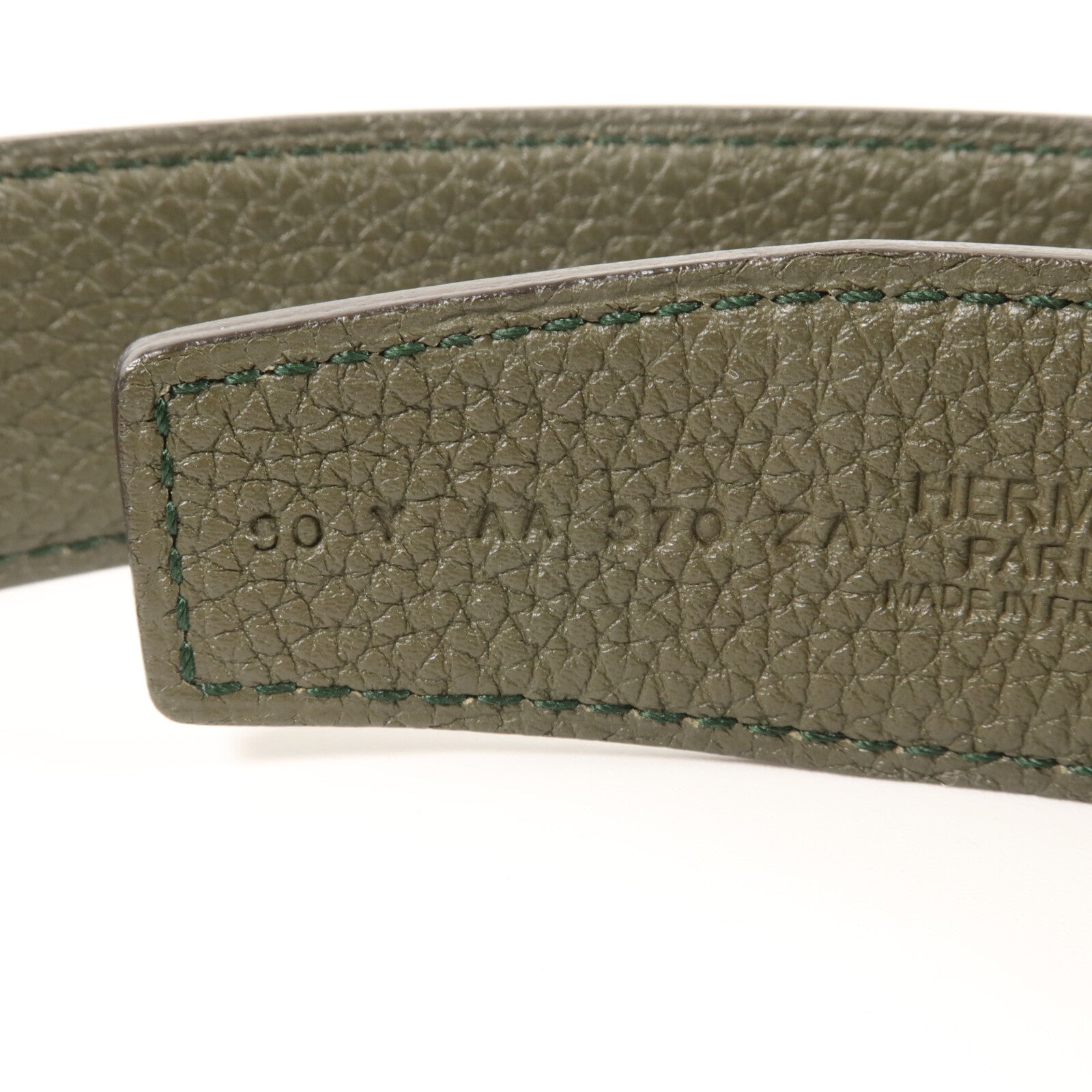 HERMES Box Calf皮革/Togo皮革Reversible Leather Belt Strap 90皮帶Ebene/Vert Fonce