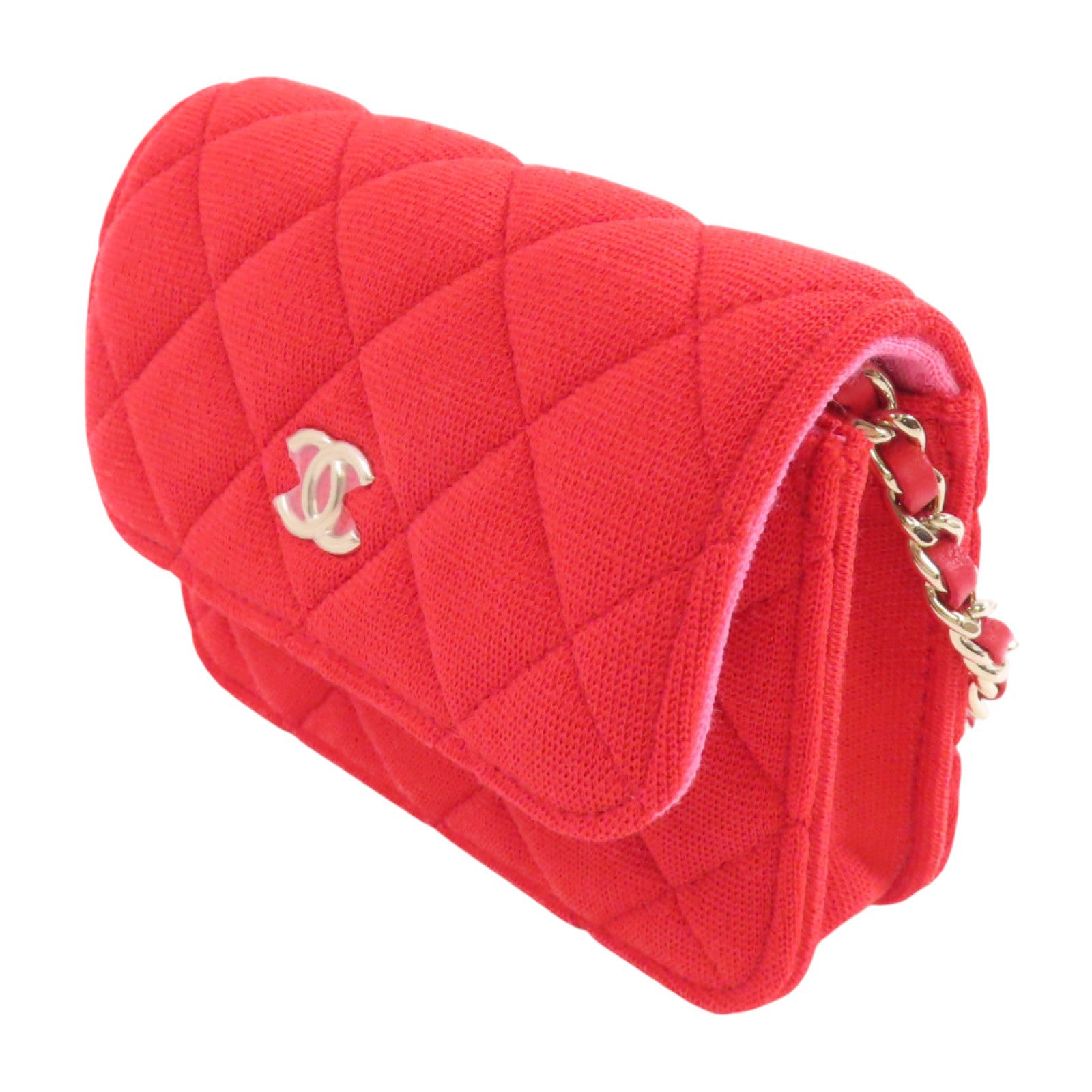 CHANEL 帆布Chain Shoulder Bag金扣鏈帶肩背袋