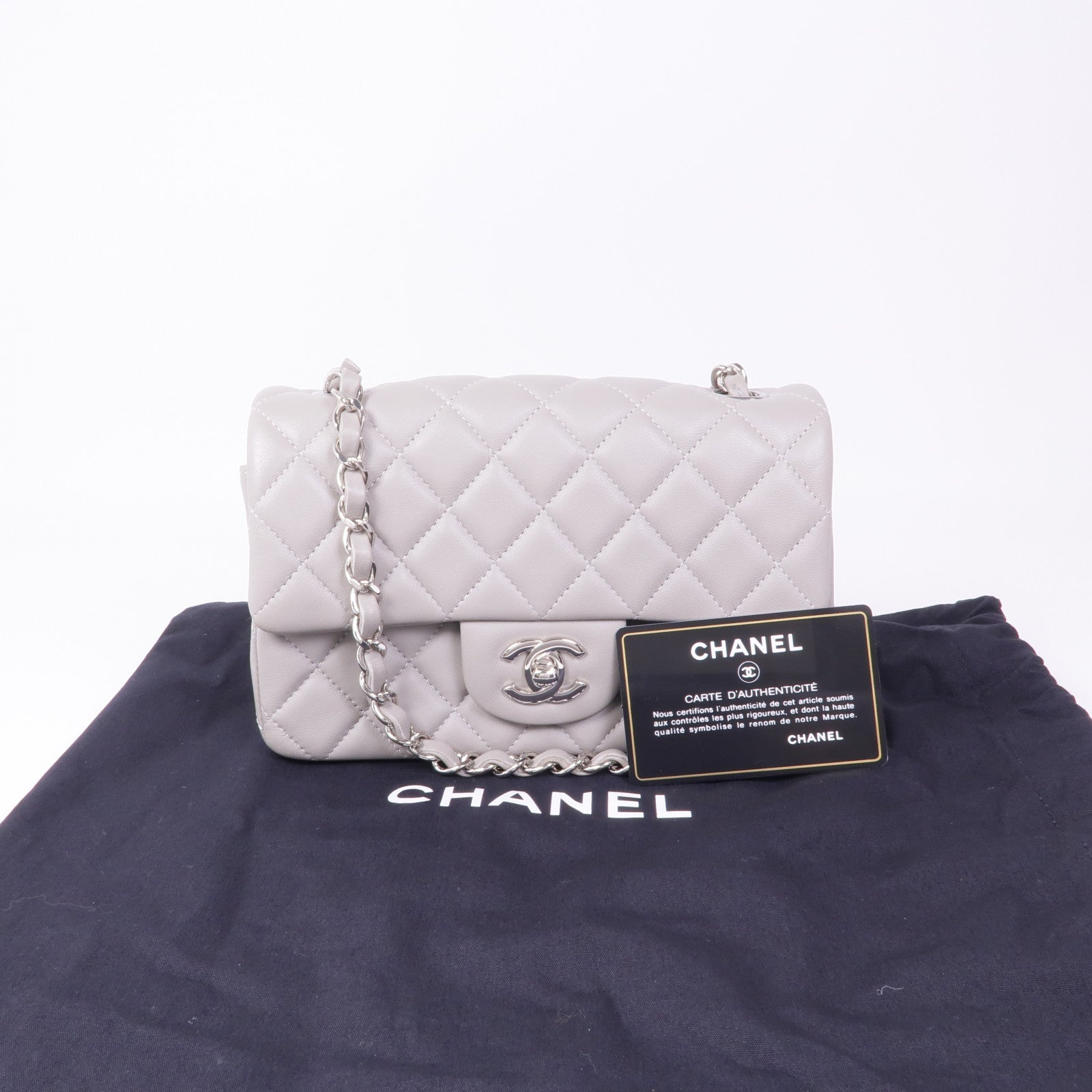 CHANEL 羊皮皮革Classic 20銀扣鏈帶肩背袋