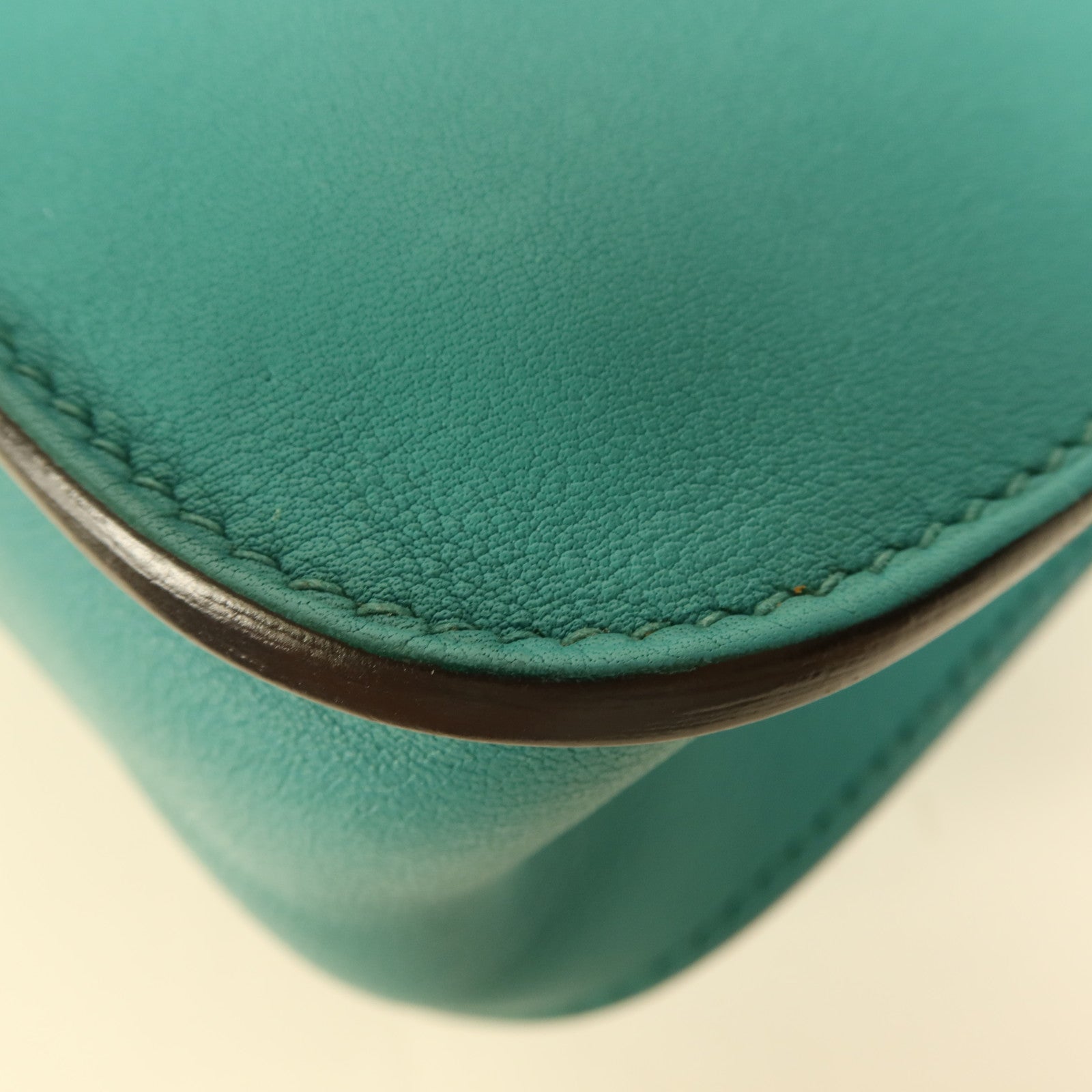 HERMES Swift皮革Halzan Mini銀扣鏈帶肩背袋Bleu Paon