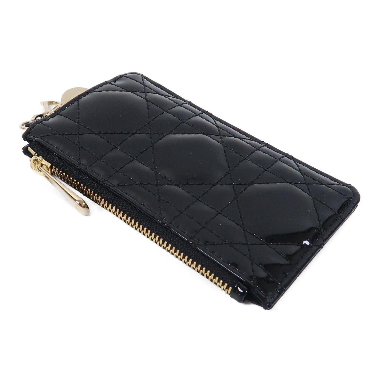 Dior 漆皮皮革Lady Dior Key Case金扣鎖匙包黑色